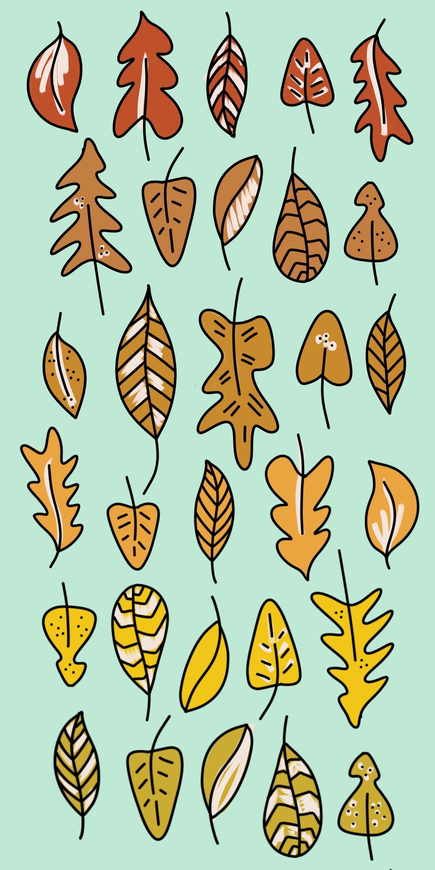 1500x3000 Fall phone wallpaper + doodles! :), Phone