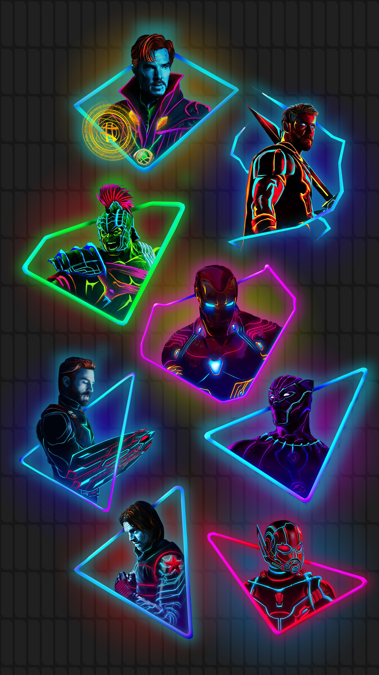 1440x2560 Neon Marvel Desktop Wallpaper, Phone