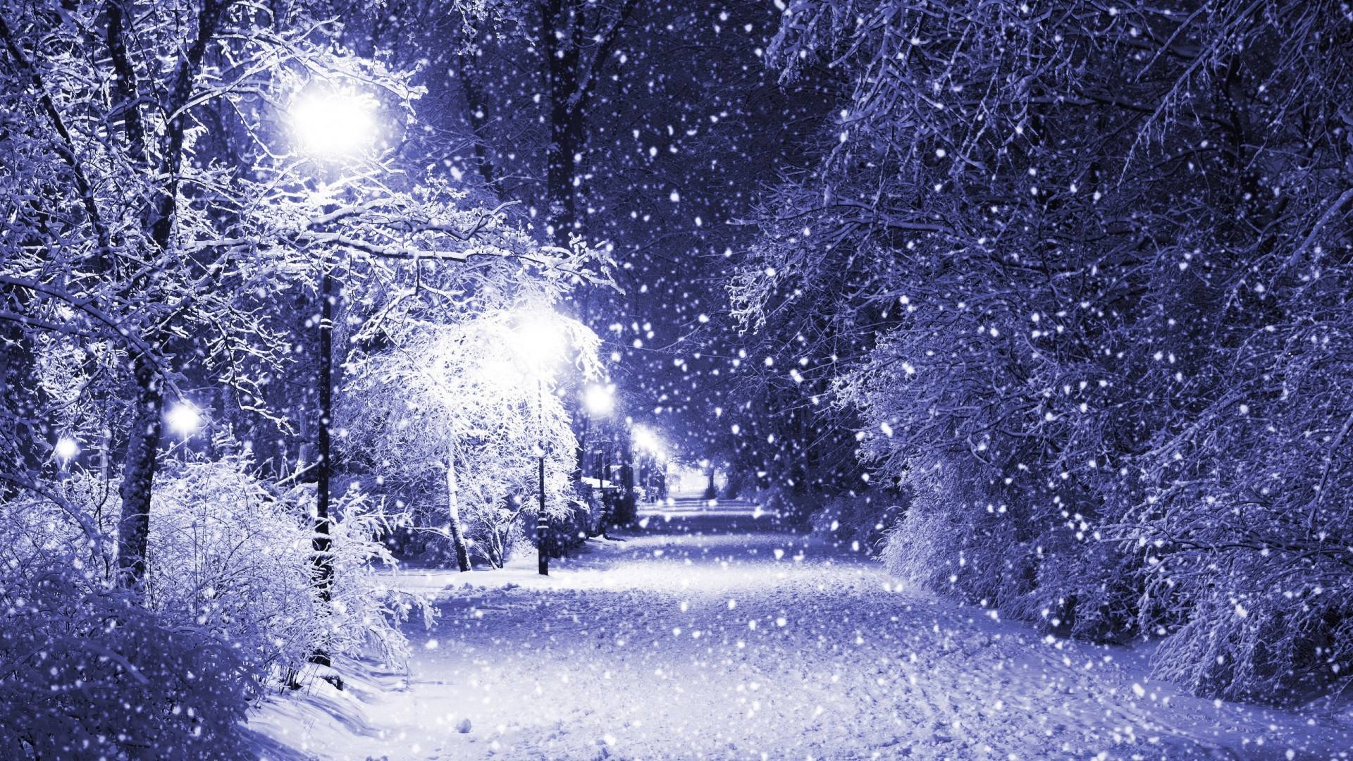 1920x1080 Snowfall on the Street Wallpaper, Desktop