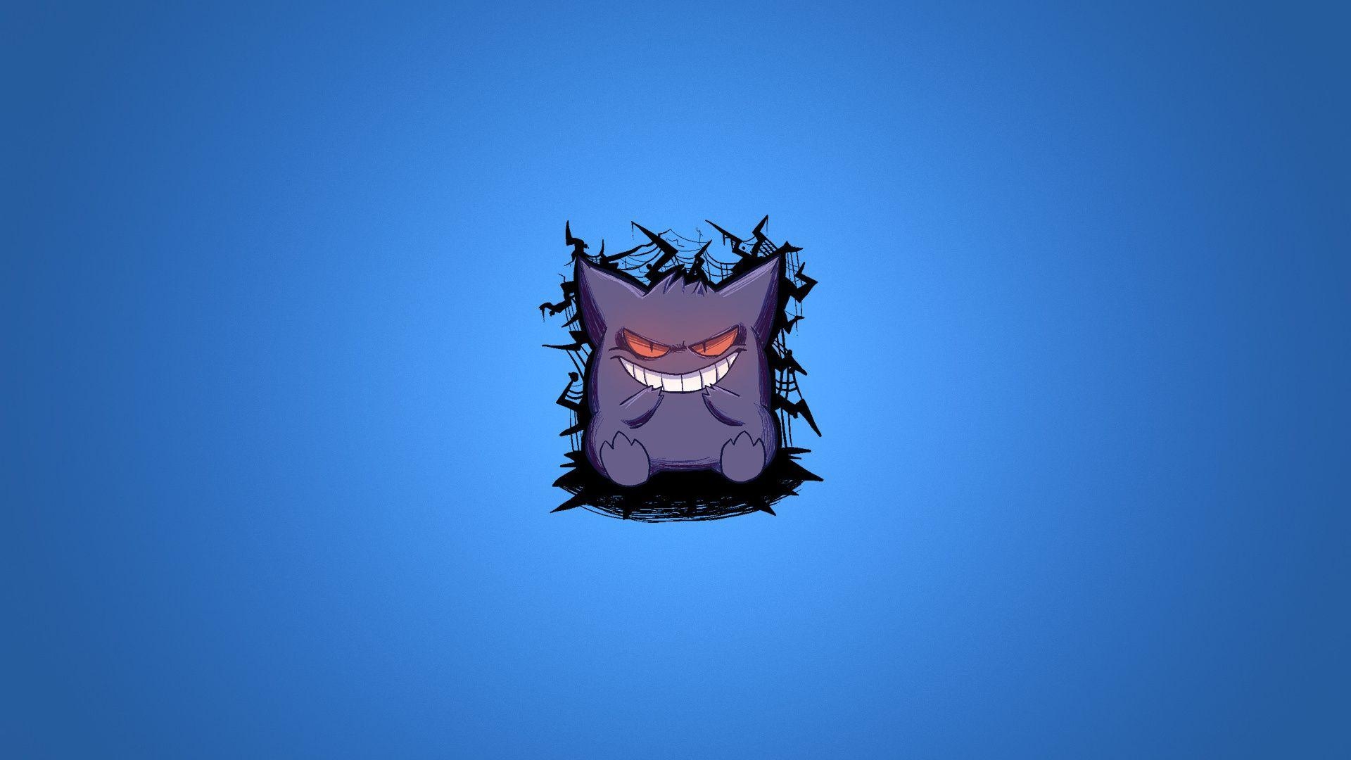 1920x1080 Blue Background, Pokemon, Smile, Purple, Pokemon, Gengar, Desktop