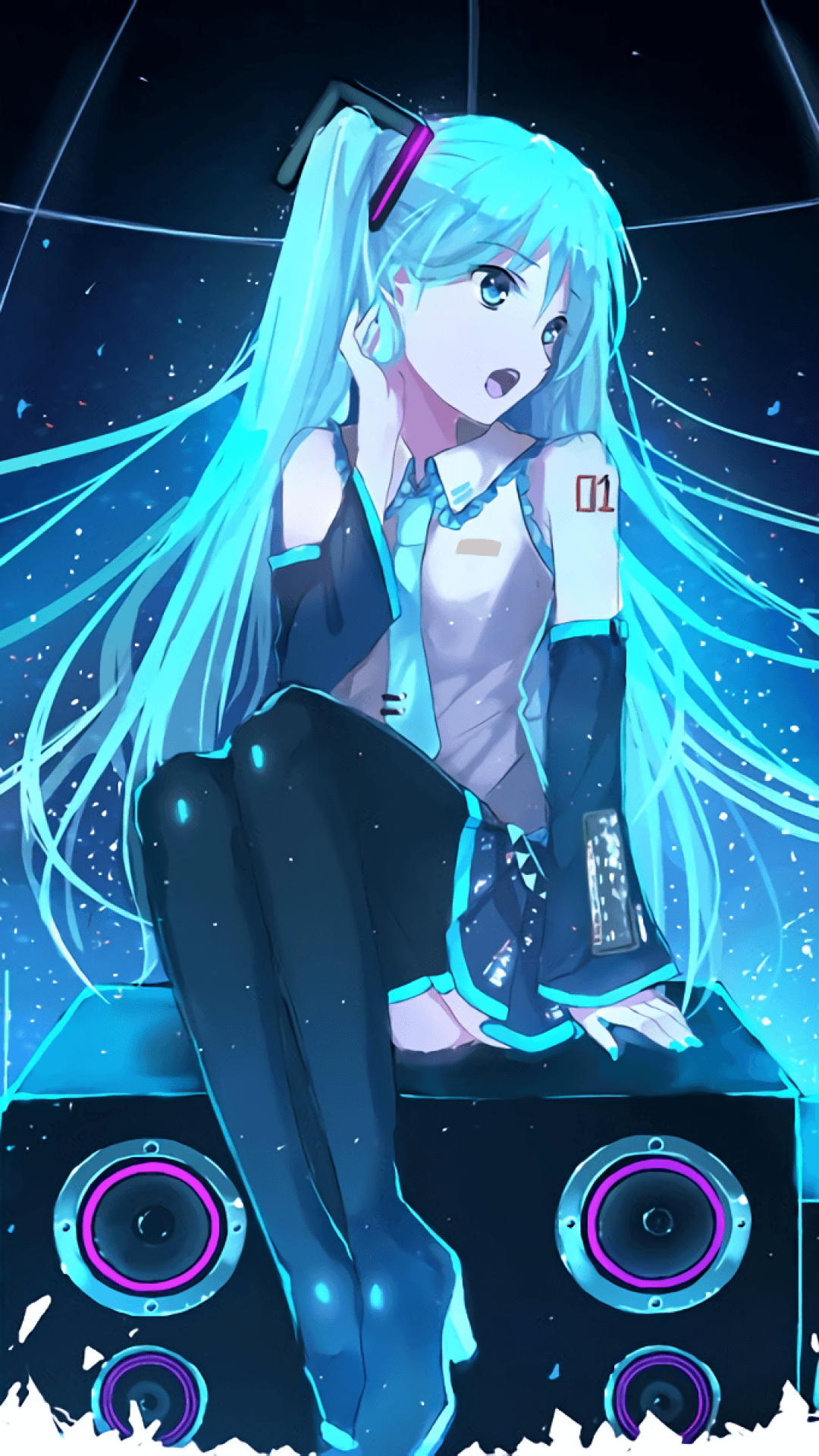 1080x1920 Download  Hatsune Miku, Singing, Twintails, Vocaloid, Phone