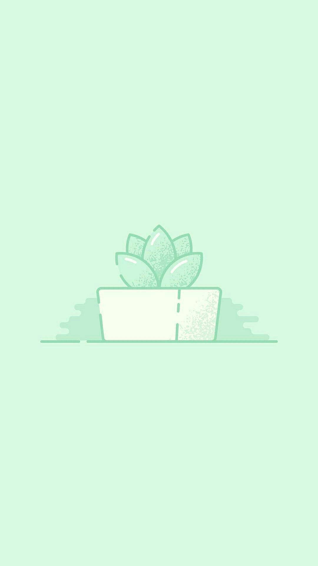 1080x1920 Download Green Plant Pastel Aesthetic Wallpaper, Phone