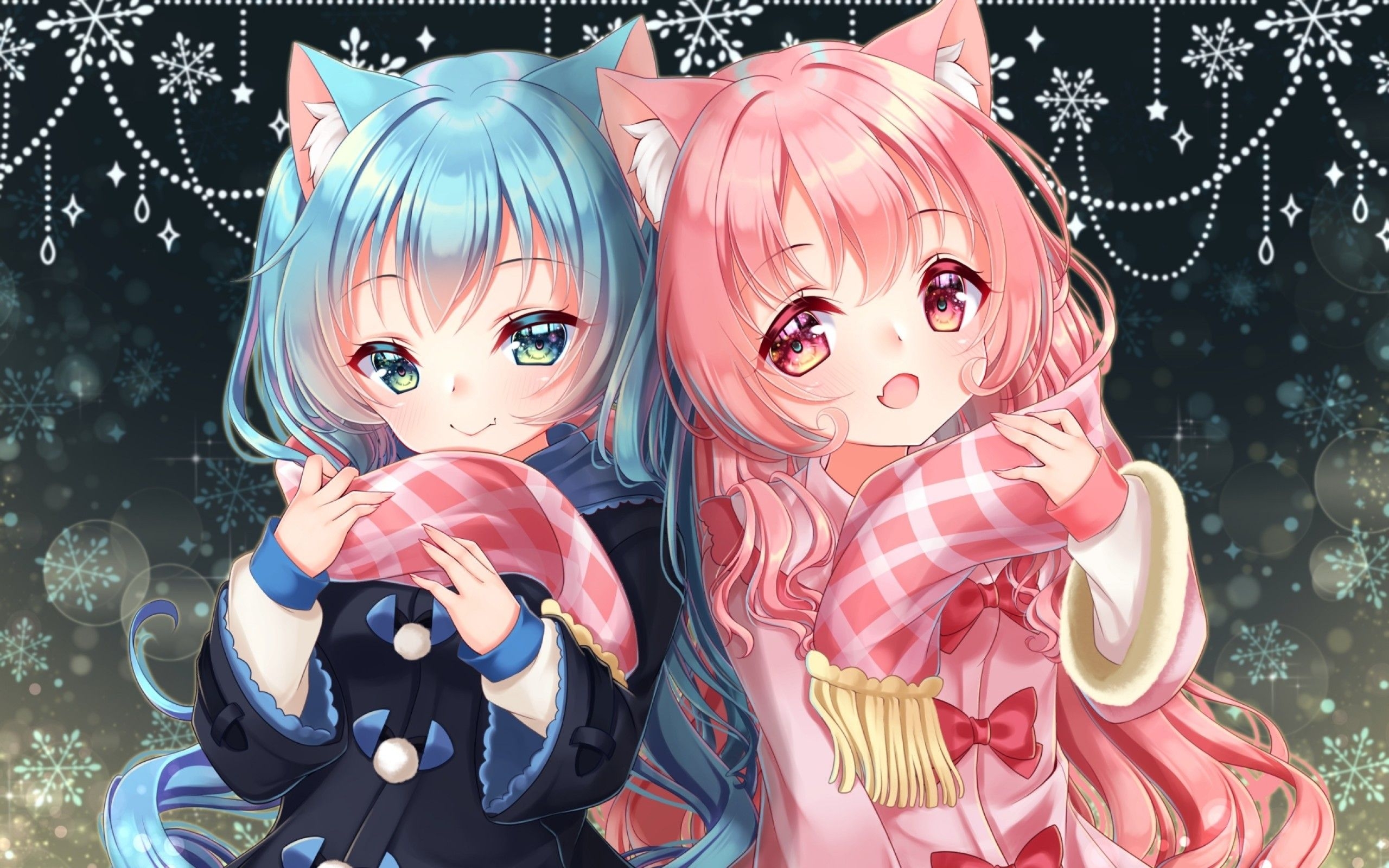 2560x1600 Download  Anime Girls, Loli, Pink And Blue Hair, Animal, Desktop