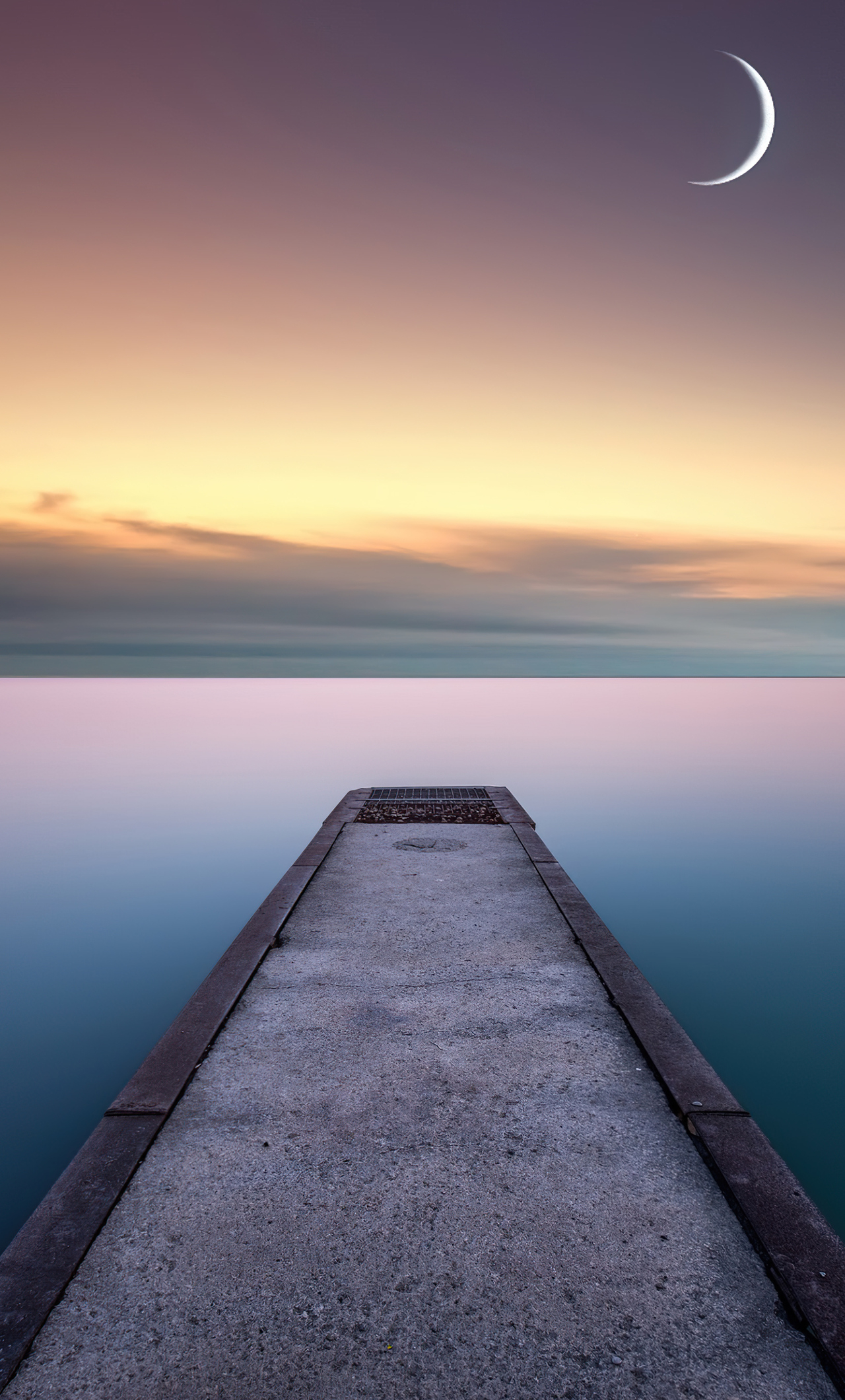 1280x2120 Calm Water And Pier Moon iPhone HD 4k Wallpaper, Image, Background, Photo and Picture, Phone