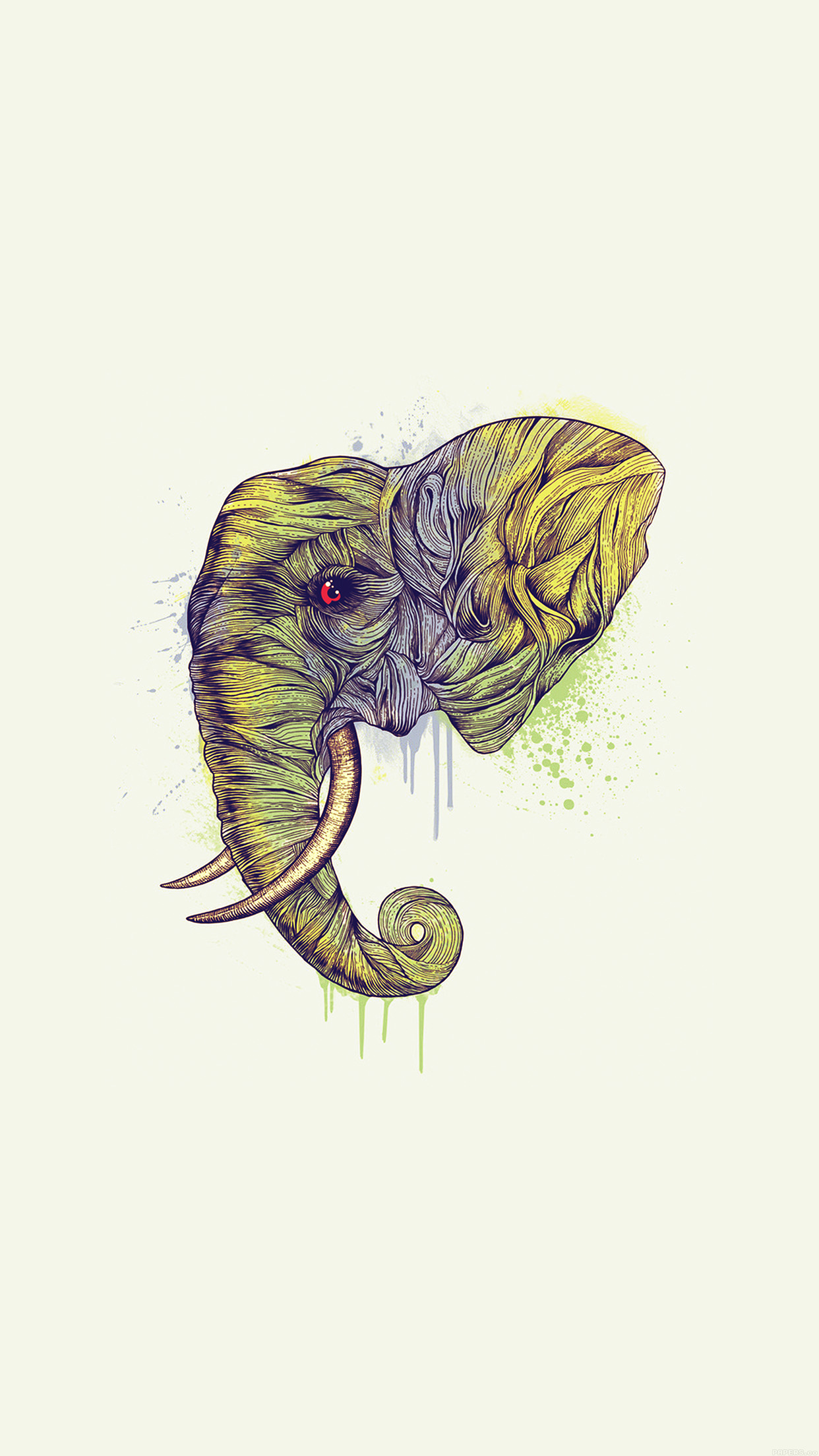 1250x2210 iPhone X wallpaper. elephant art yellow illust drawing animal, Phone