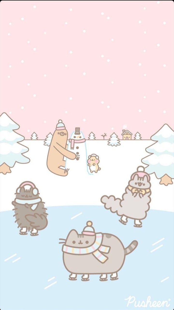 720x1280 Skying Pusheen Wallpaper. iPhone wallpaper winter, Pusheen cat, Cute cartoon wallpaper, Phone