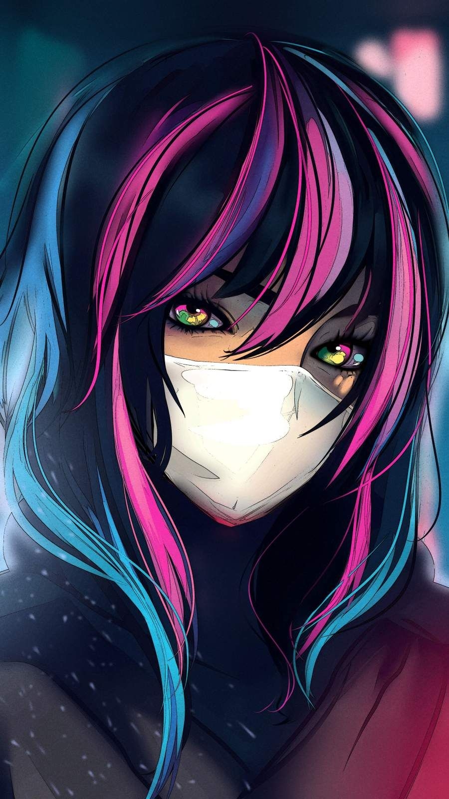 900x1600 Masked Anime Girl Wallpaper 4K of Wallpaper for Andriod, Phone