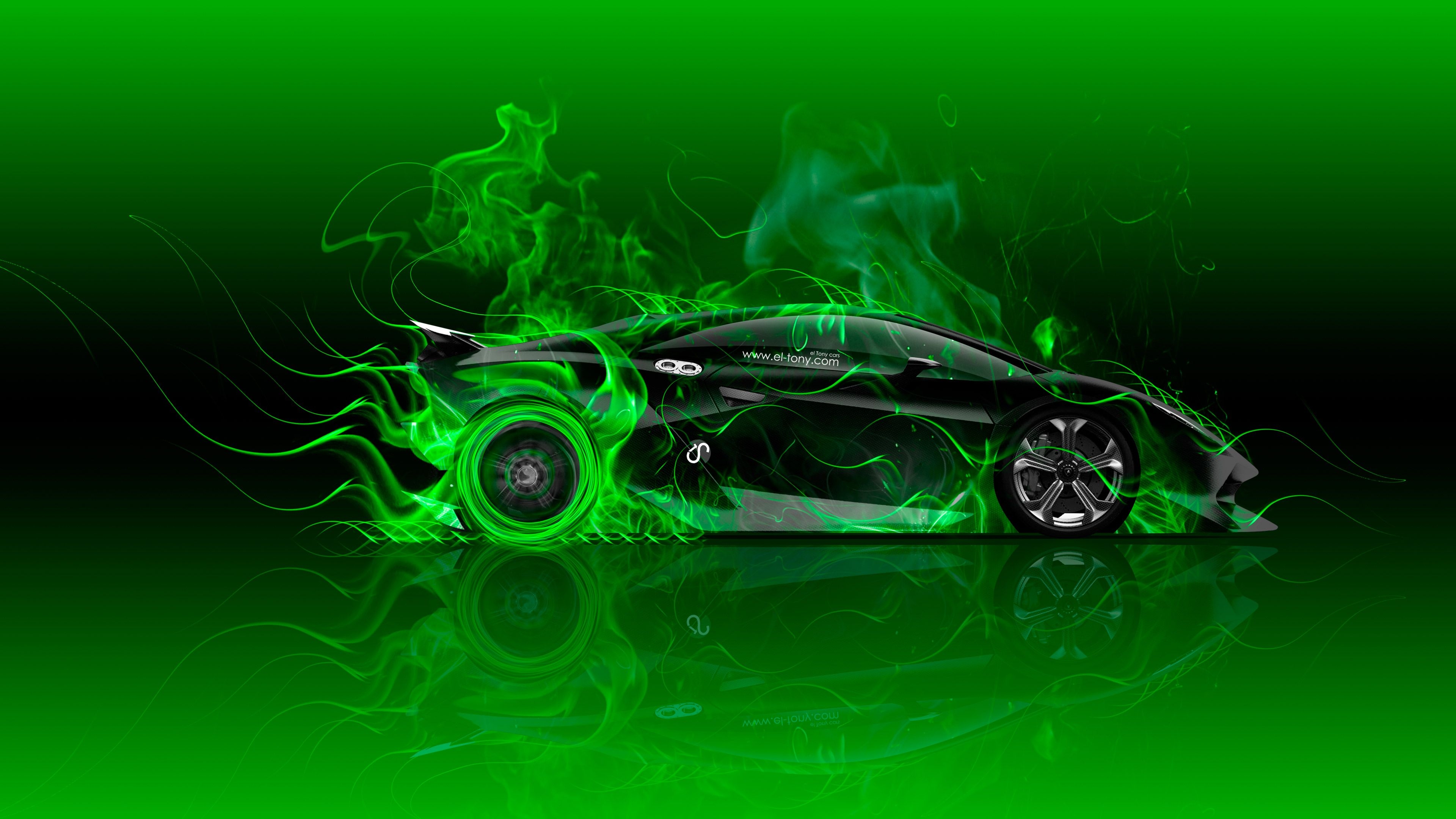 3840x2160 Lamborghini Sesto Elemento Side Fire Car 2015 Wallpaper el Tony Cars, Desktop