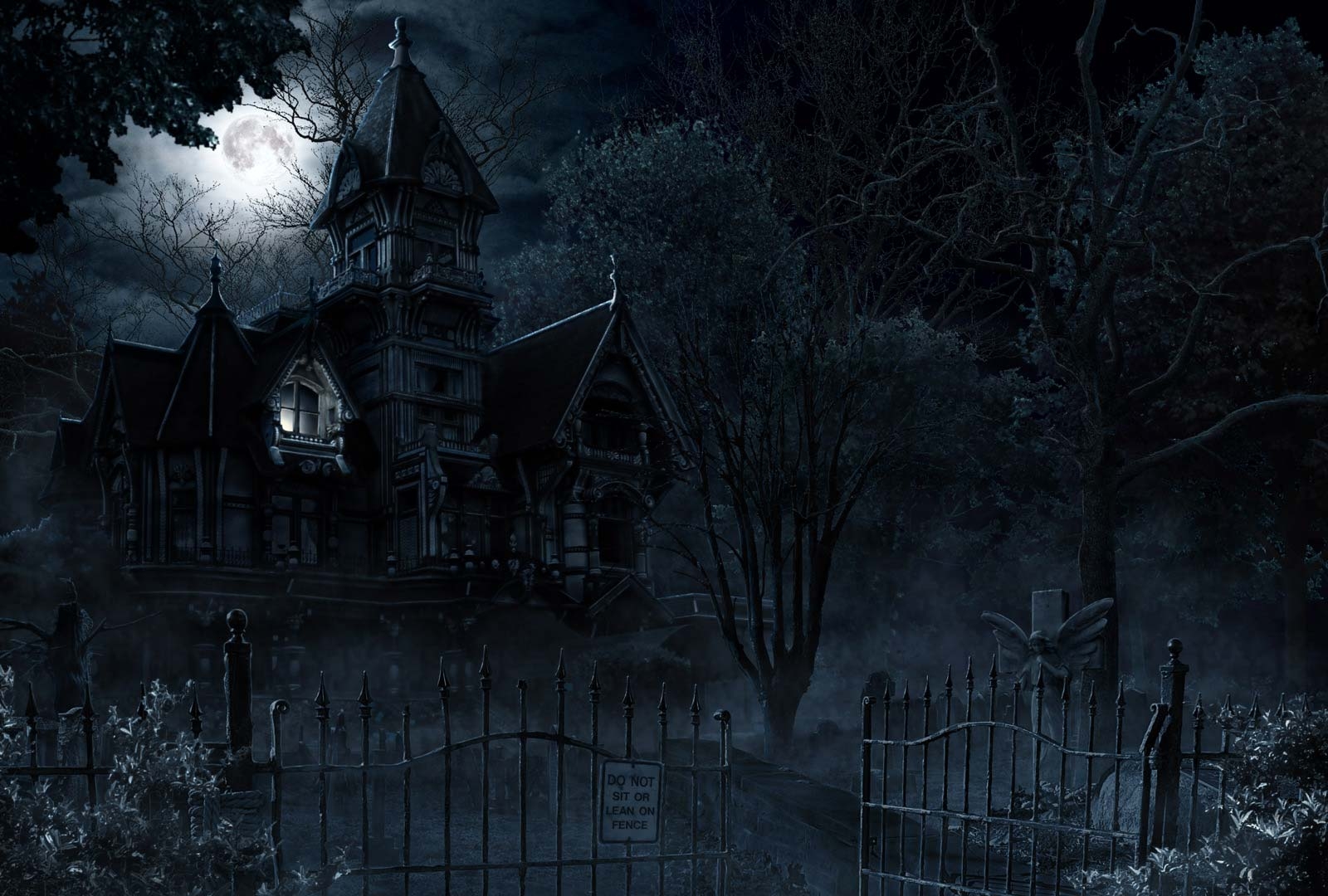 1600x1080 Mansion Creepy Halloween Gate dark horror wallpaperx1080, Desktop