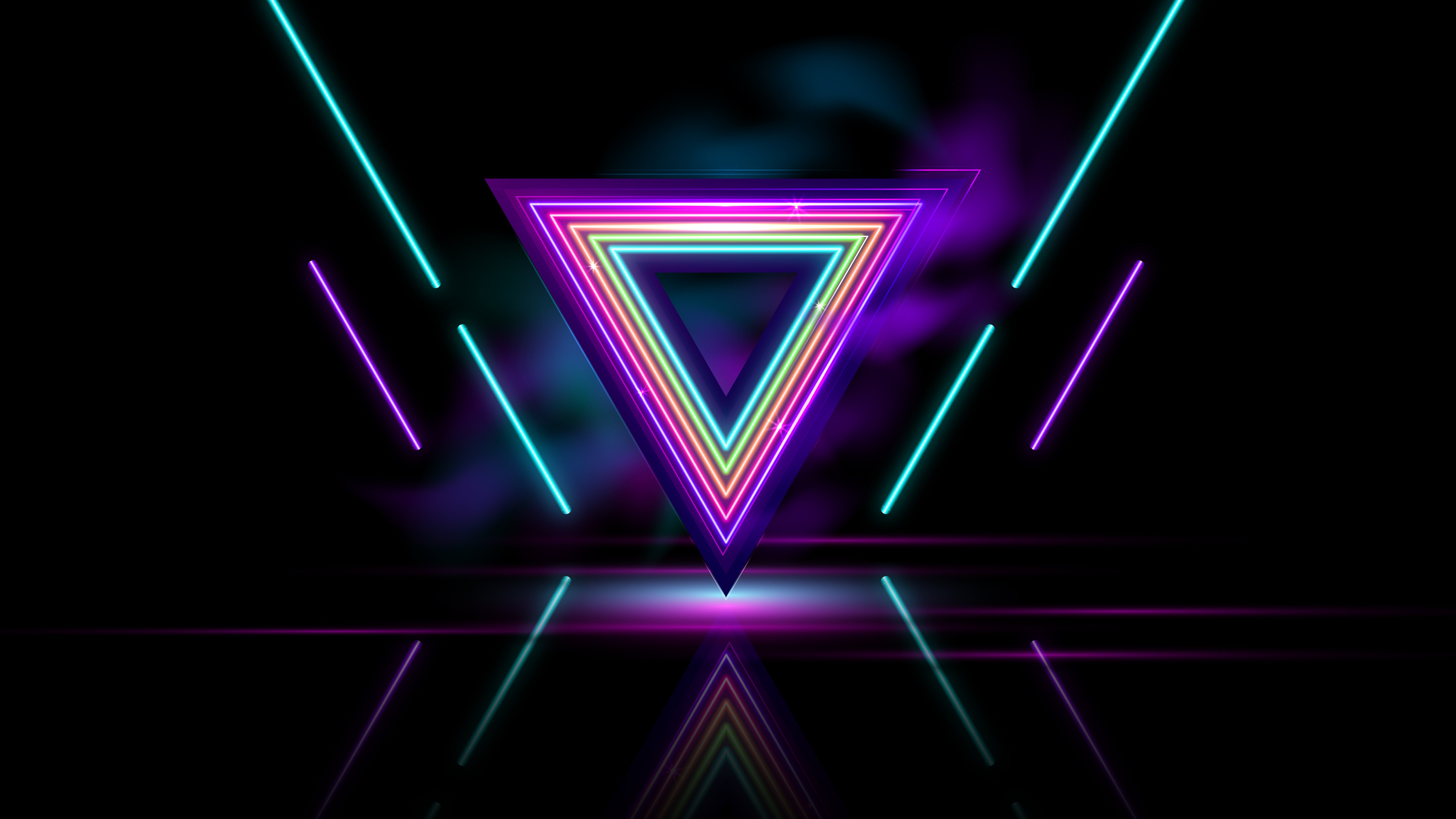 7680x4320 Neon Triangle Abstract Wallpaper 8k HD, Desktop