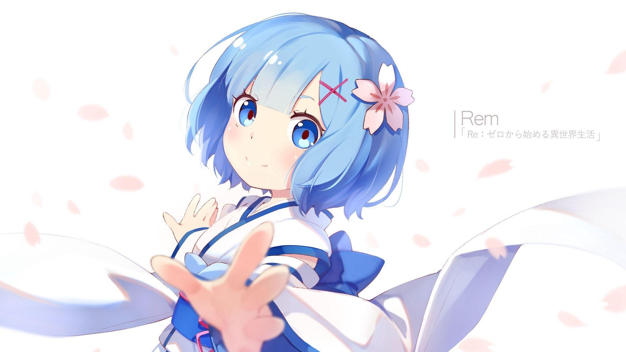 2050x1160 Download wallpaper  rem, re zero, girl, anime ultrawide, Desktop