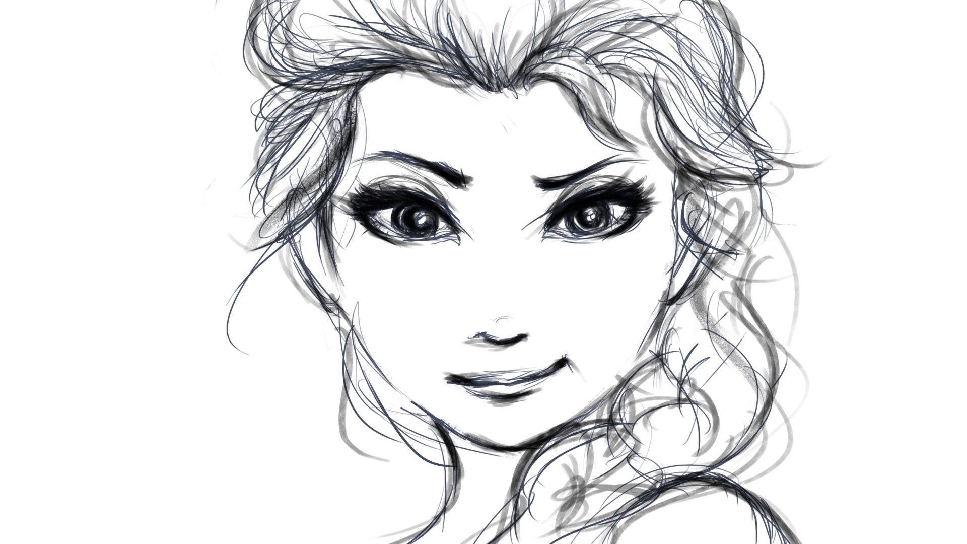 1920x1080 Elsa Sketch. Pencil drawings of girls, Pencil drawing image, Cartoon pencil sketches, Desktop