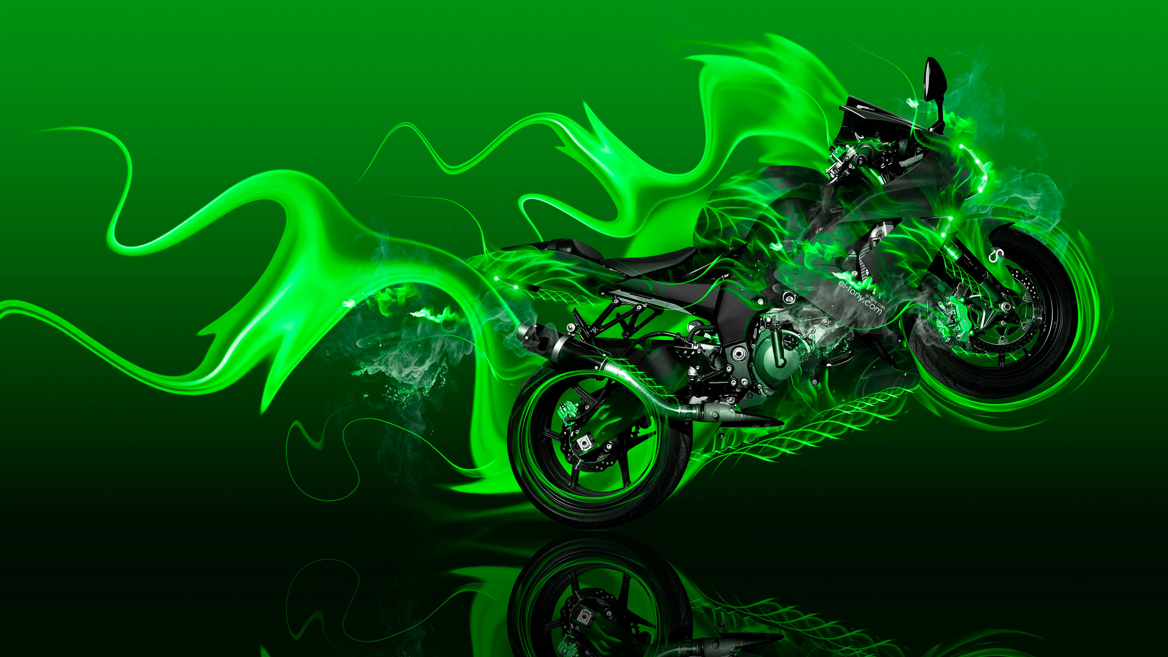 3840x2160 Moto Kawasaki Side Super Fire Abstract Bike 2017 Wallpaper 4K design, Desktop