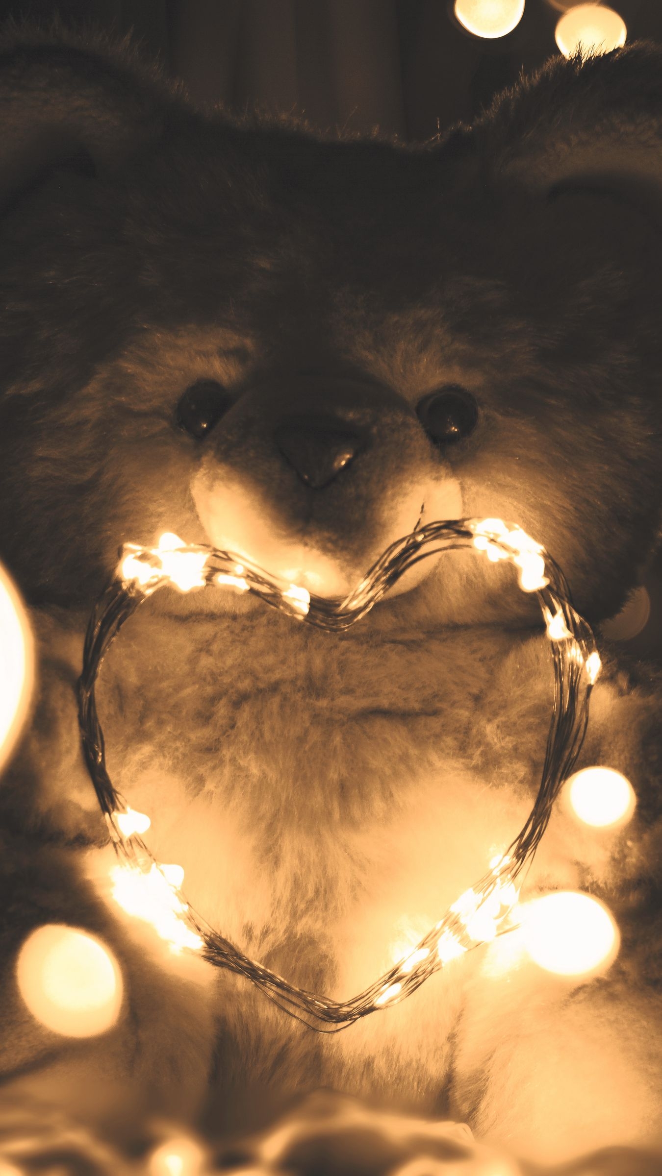 1350x2400 Download wallpaper  teddy bear, heart, garland, love, lights iphone 8+/7+/6s+/for parallax HD background, Phone