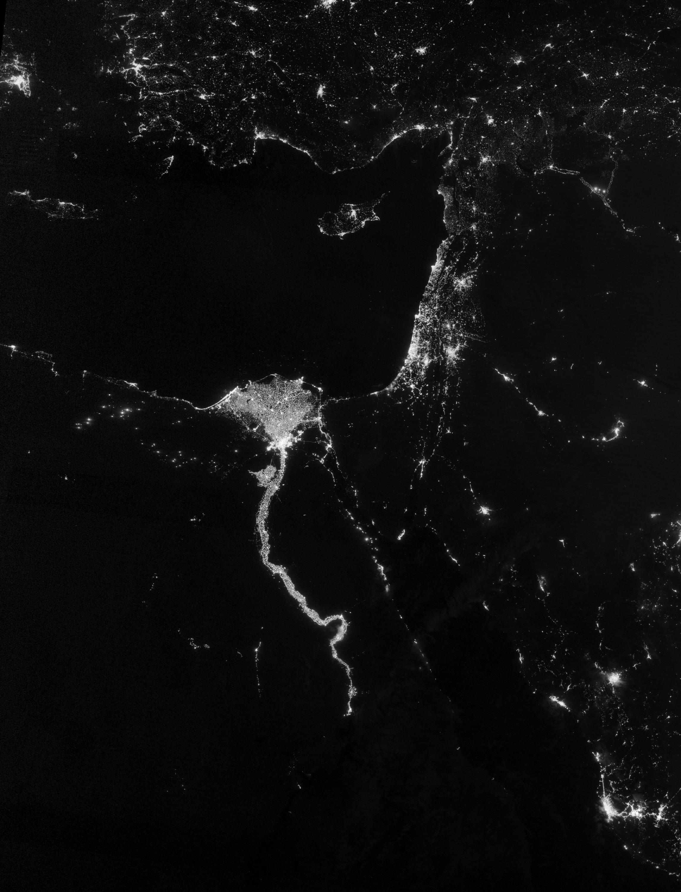 2300x3000 City Lights Illuminate the Nile. NASA Image and Video Library, Phone