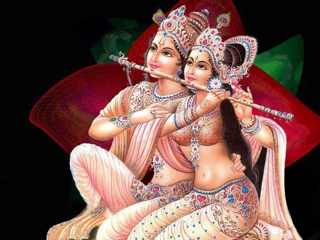 1030x770 Krishna and Radha play flute image, Desktop