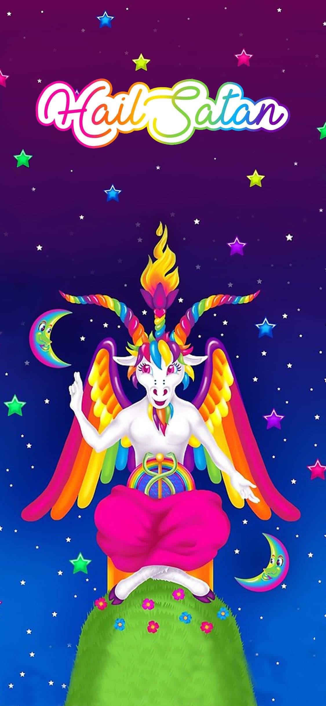 1130x2440 Lisa Frank Baphomet (original artist in comments), Phone