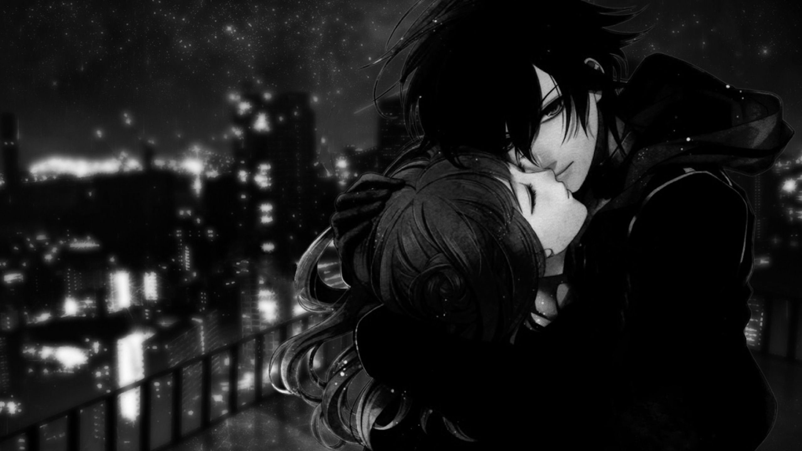 2560x1440 Black White Anime Love Picture Girl Black And White, Desktop