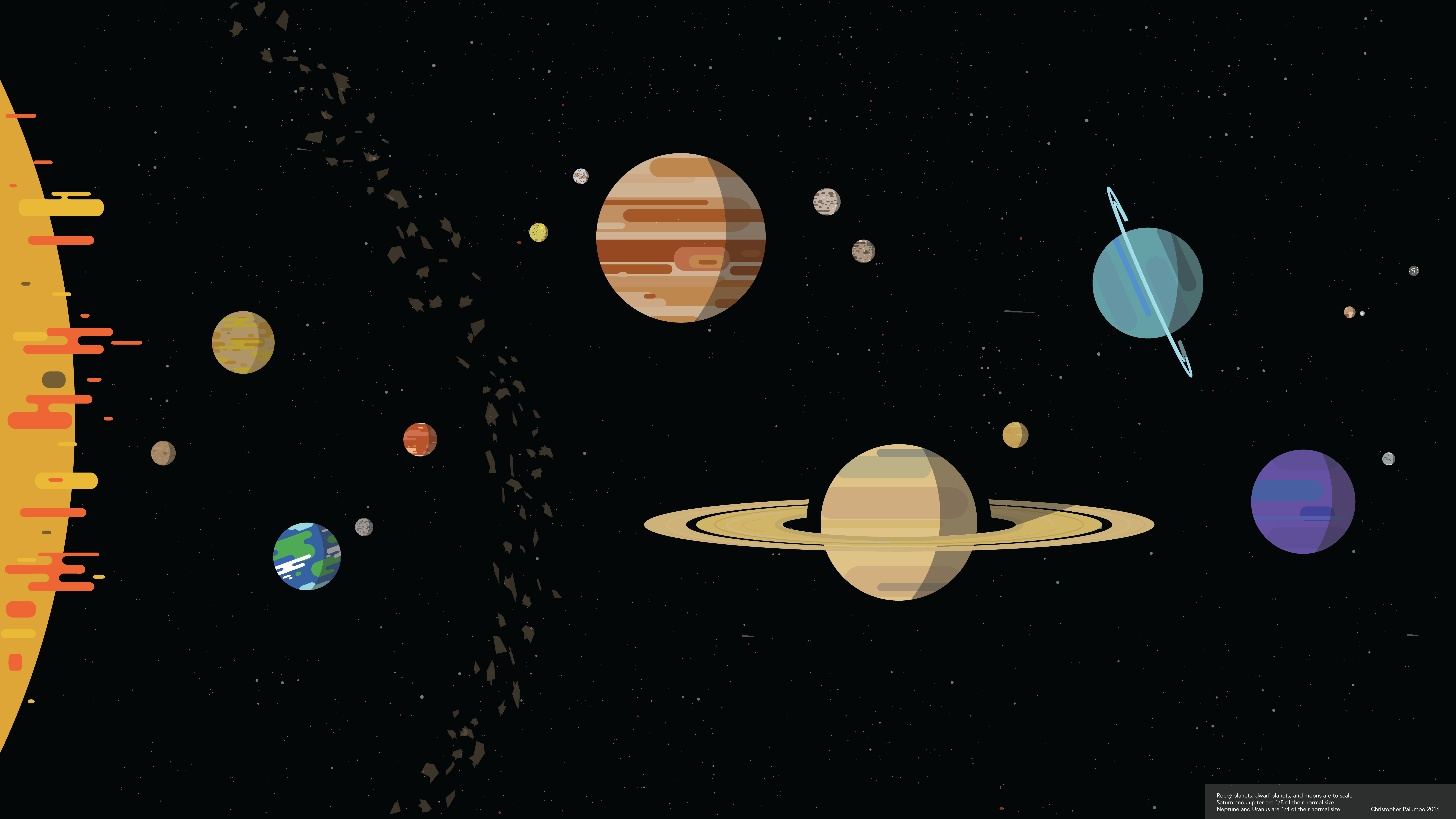 8000x4500 Stylized Scale Solar System Wallpaper Based On Advice From R Space, Desktop