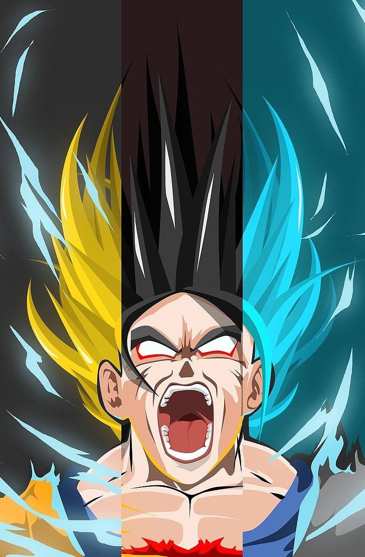 730x1110 HD wallpaper: Goku illustration, Son Goku illustration, Dragon Ball, Super Saiyan, Phone