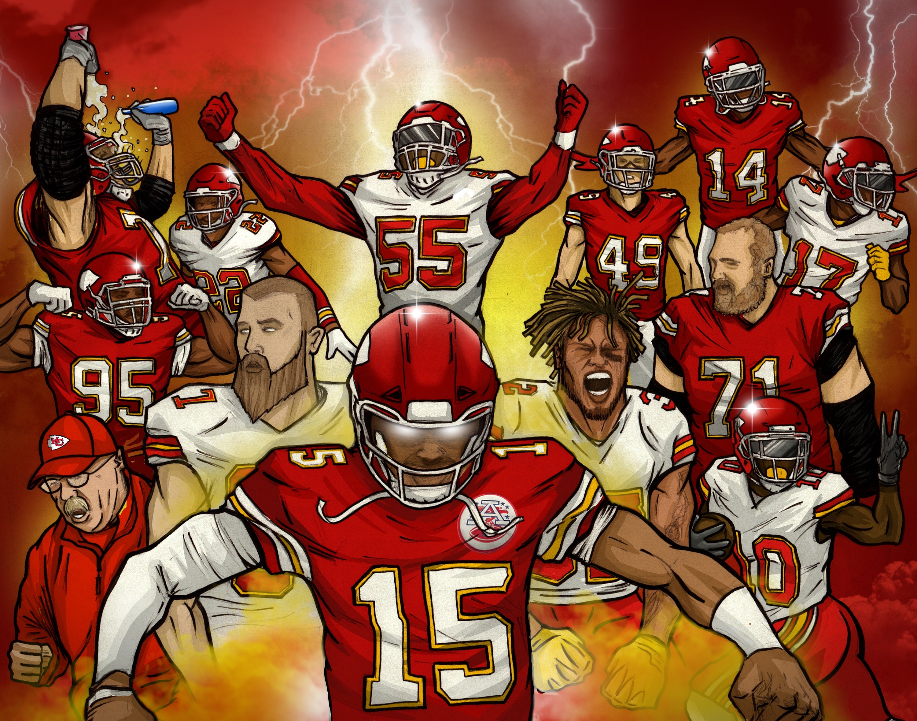 3000x2360 Kansas City Chiefs 2019 2020 Team Mural, Desktop