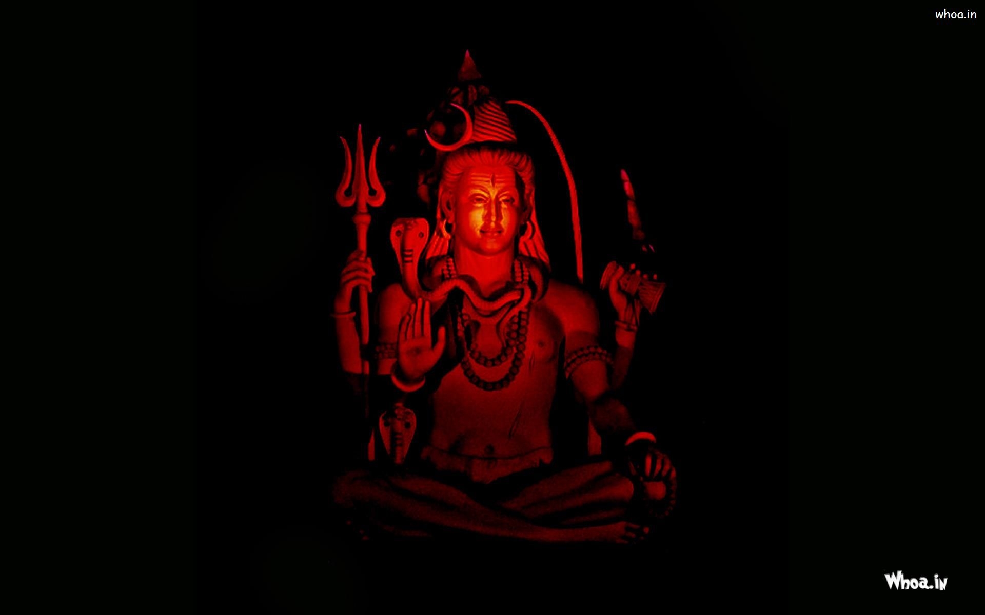 1920x1200 Somnath Lord Shiva Statue With Red Light Flash With Full Dark Back, Desktop