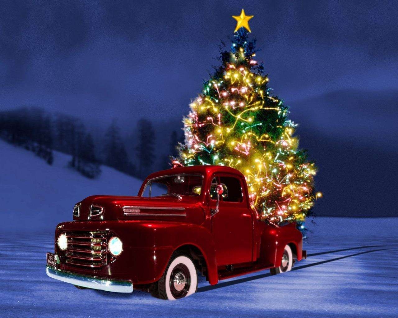 1280x1030 Red Truck Christmas Wallpaper Computer, Desktop