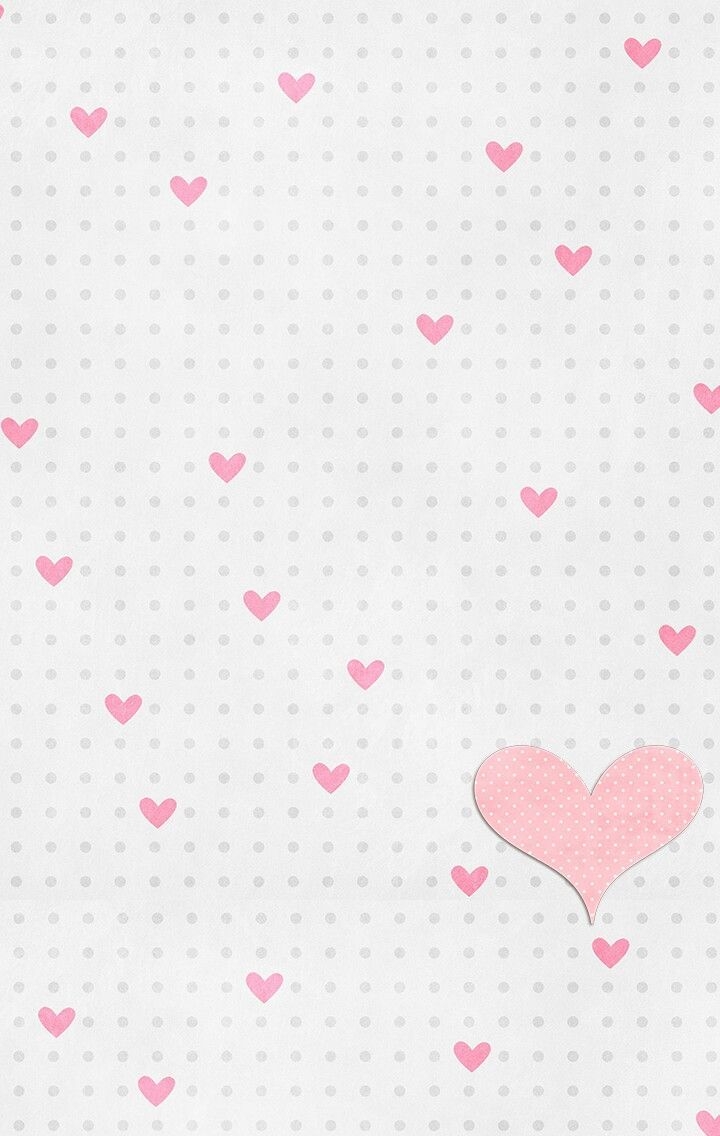 720x1140 gray // white // pink // polka dots // hearts, Phone