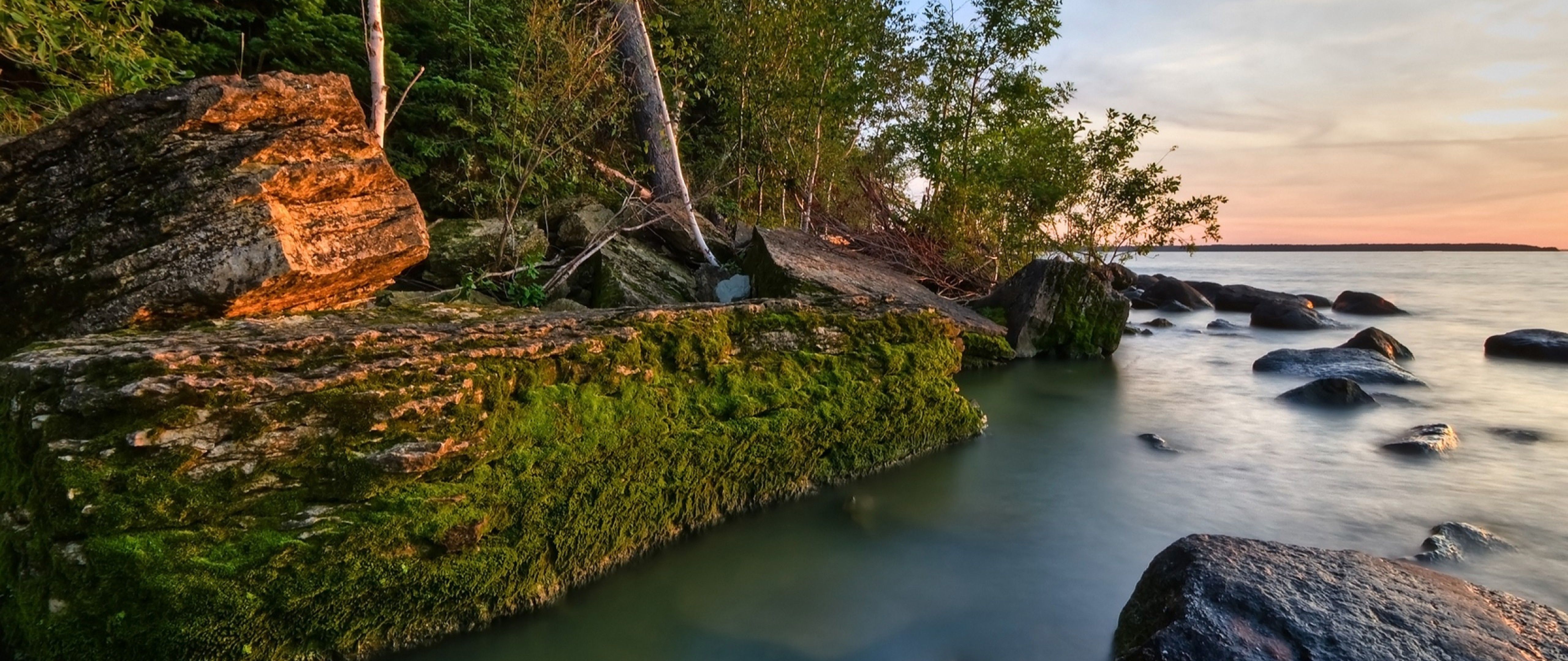 5120x2160 Mind blowing wallpaper of rocky shore Ultra Wide TV, Dual Screen