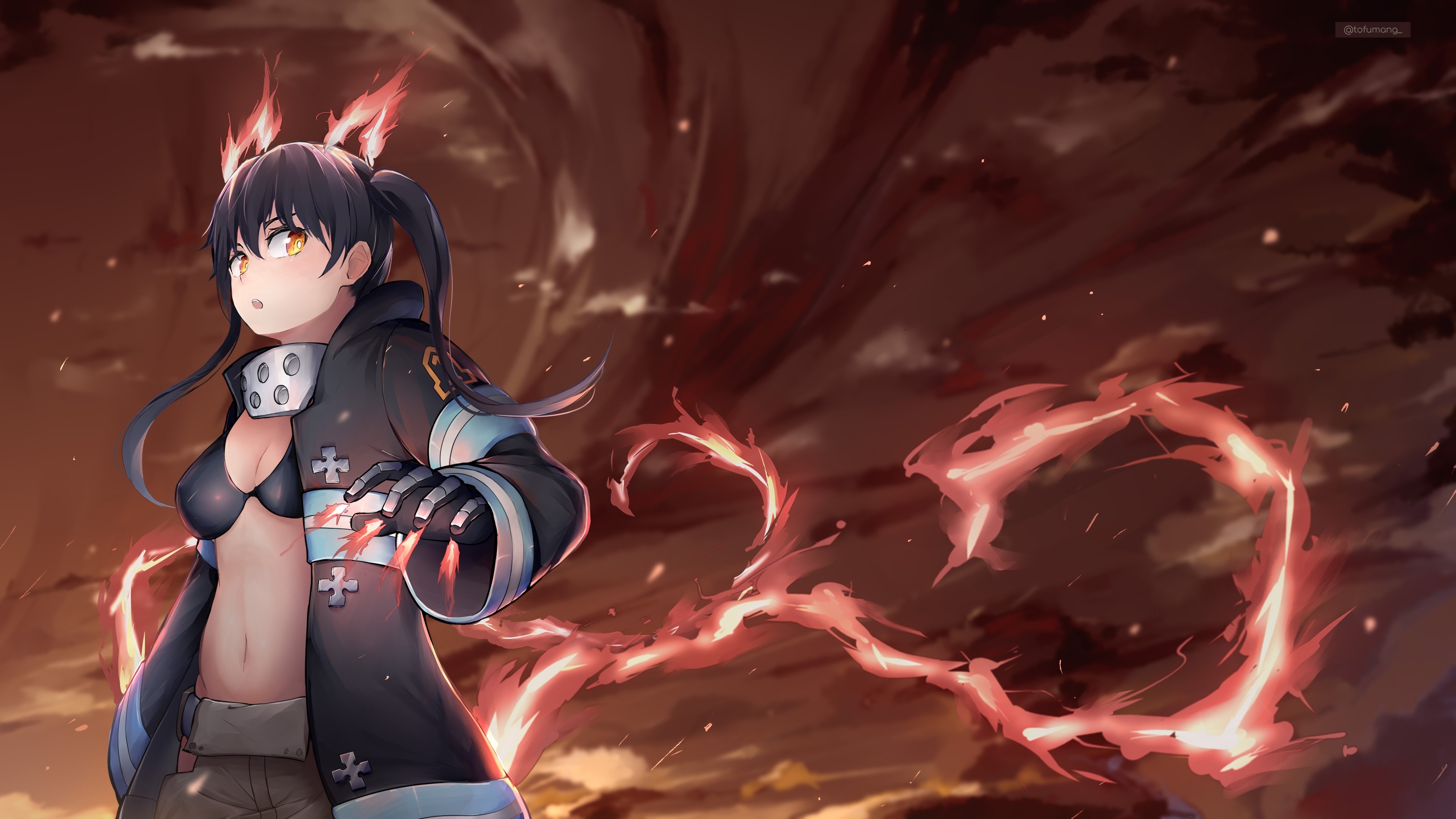 3840x2160 Drew a 4K Background of Tamaki from Fire Force !, Desktop