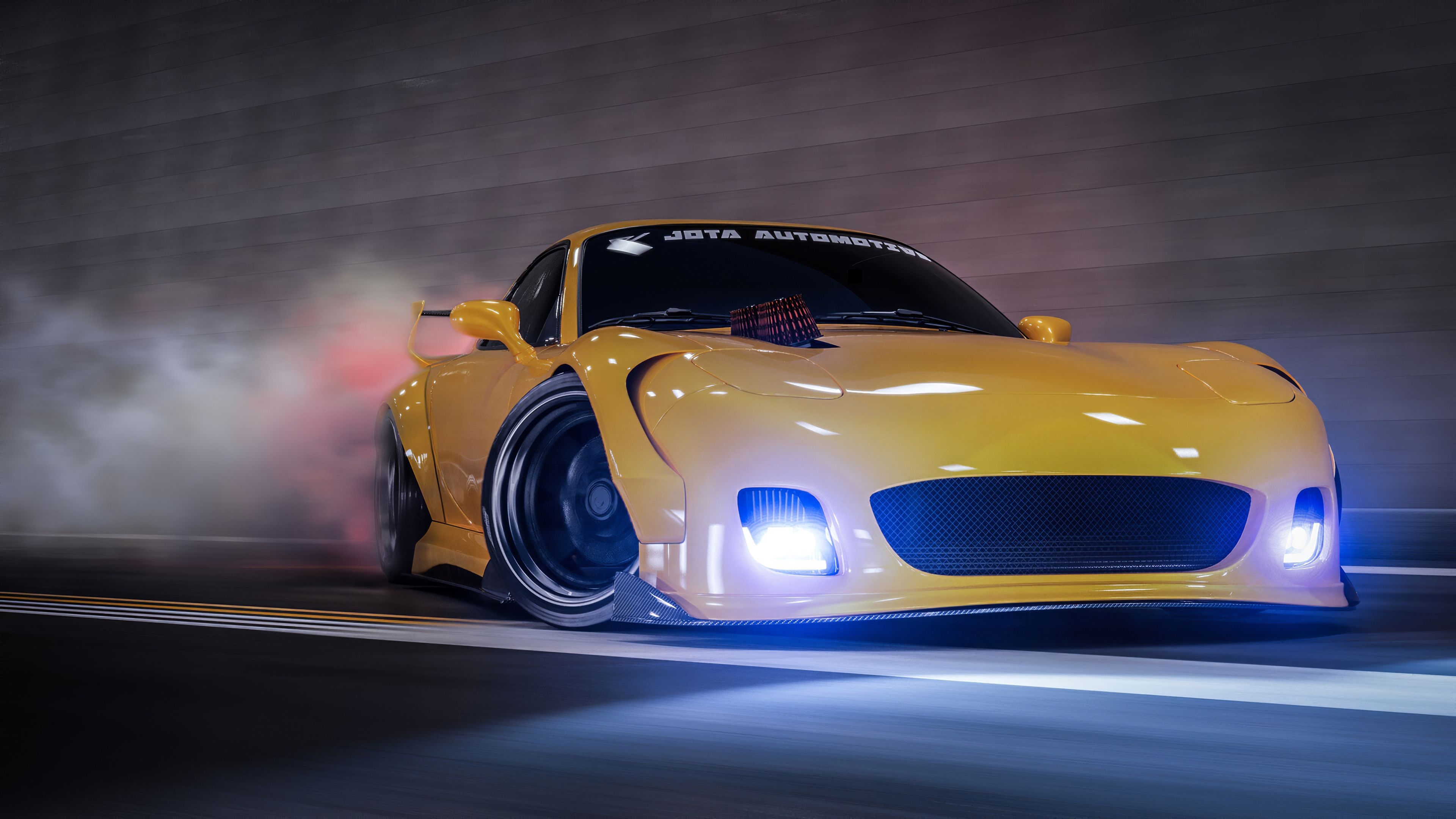 3840x2160 Yellow Mazda Rx7 Drifting 4k, HD Cars, 4k Wallpaper, Image, Background, Photo and Picture, Desktop