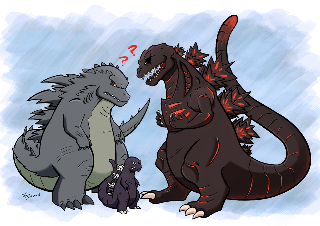 1280x910 sonicknight007: “ 3 Little Gojis ”. Godzilla funny, All godzilla monsters, Godzilla wallpaper, Desktop