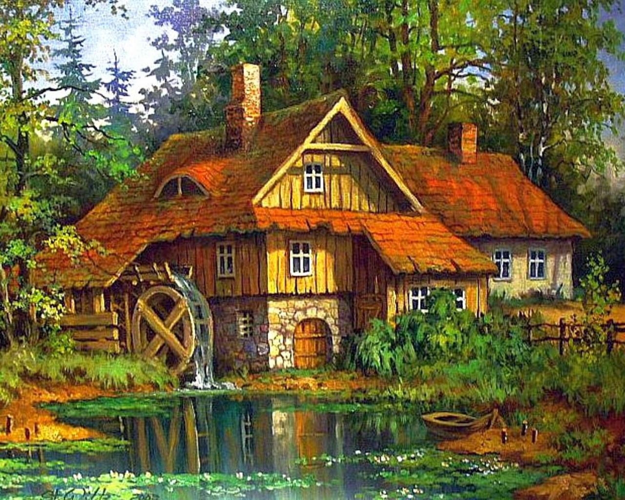 1280x1030 Idyllic Watermill wallpaper. Idyllic Watermill, Desktop