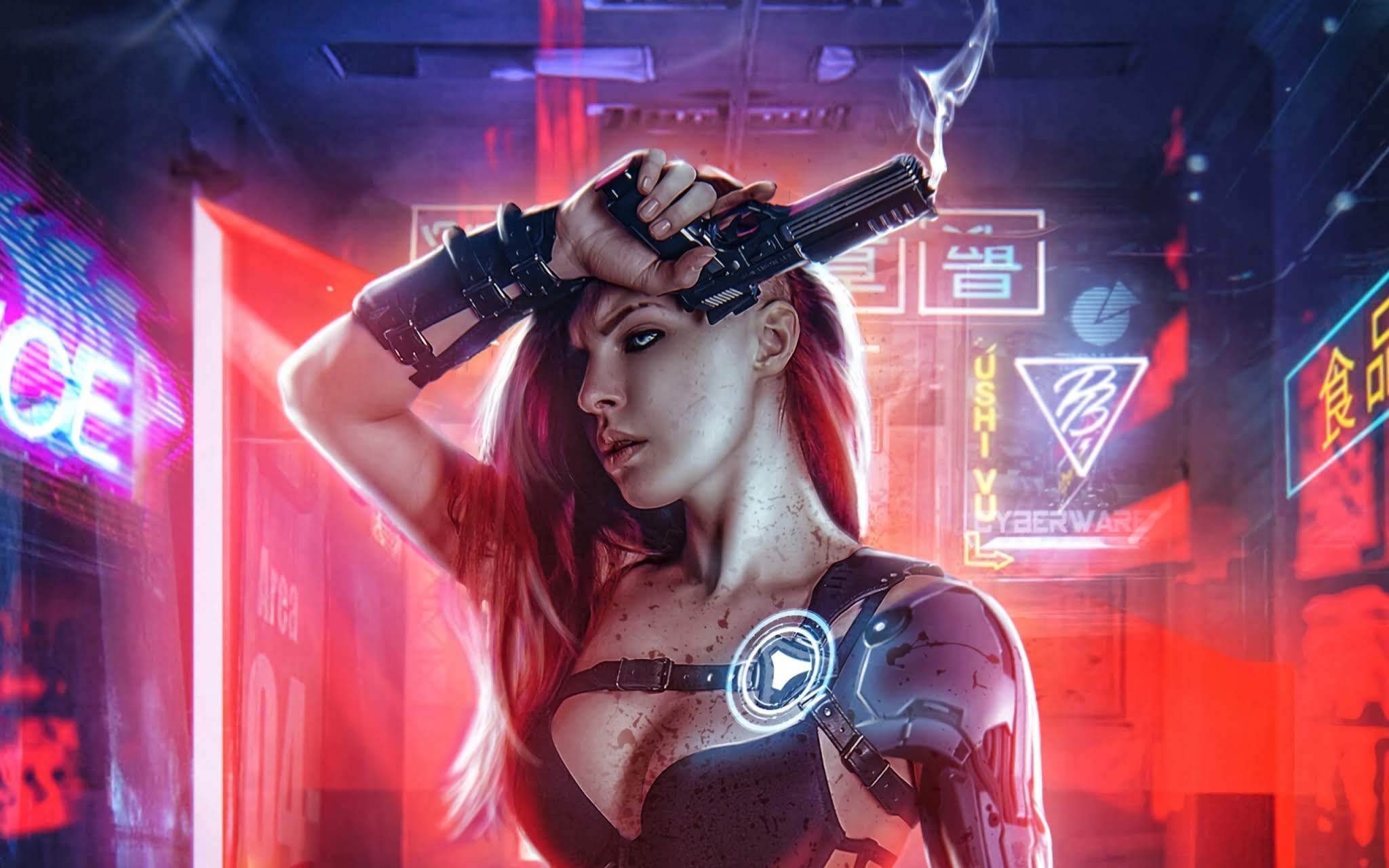 2050x1280 Cyberpunk Girl Wallpaper, Desktop