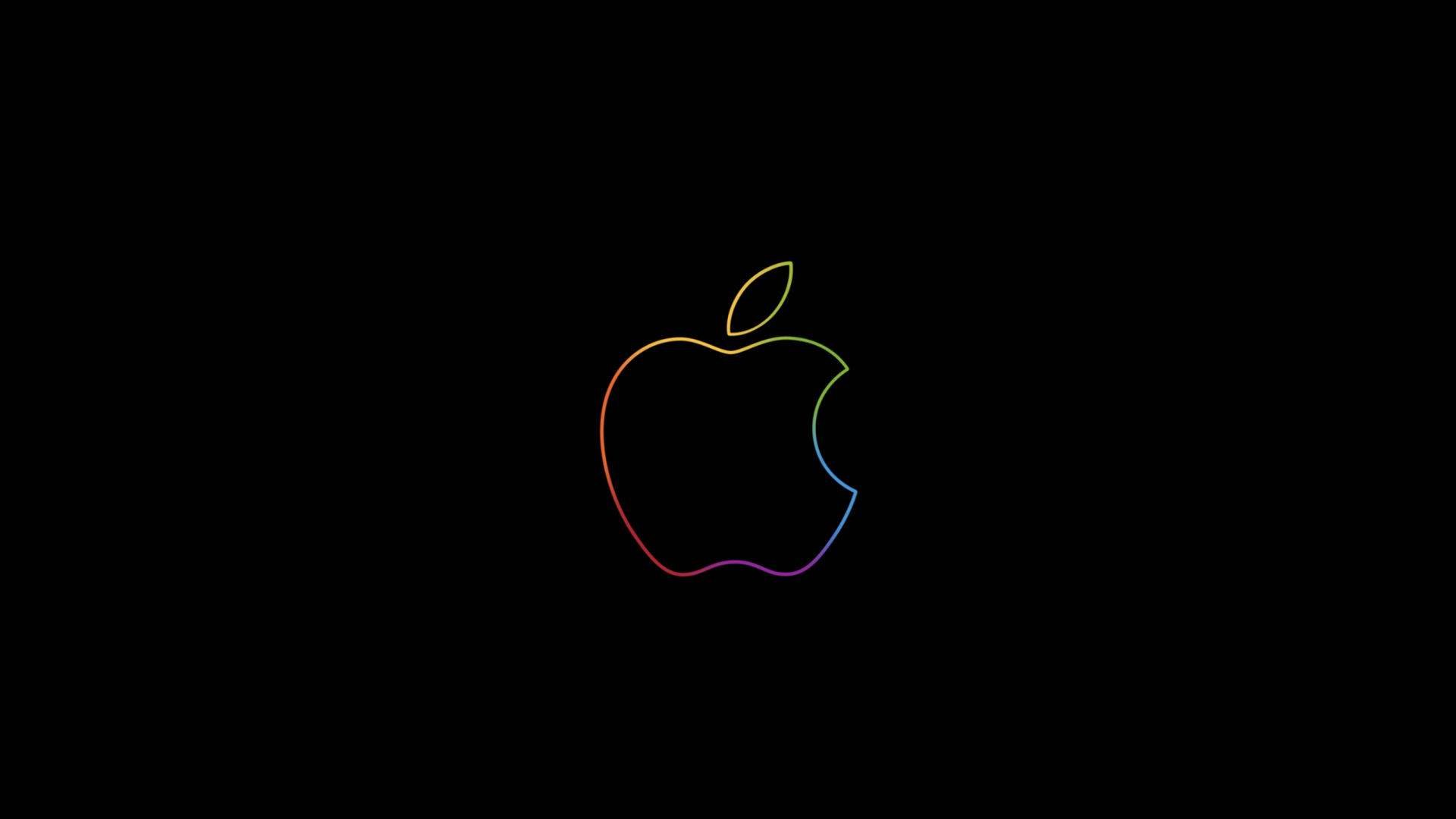 1920x1080 Apple logo 4K Wallpaper, Colorful, Outline, Black background, iPad, HD, Technology, Desktop