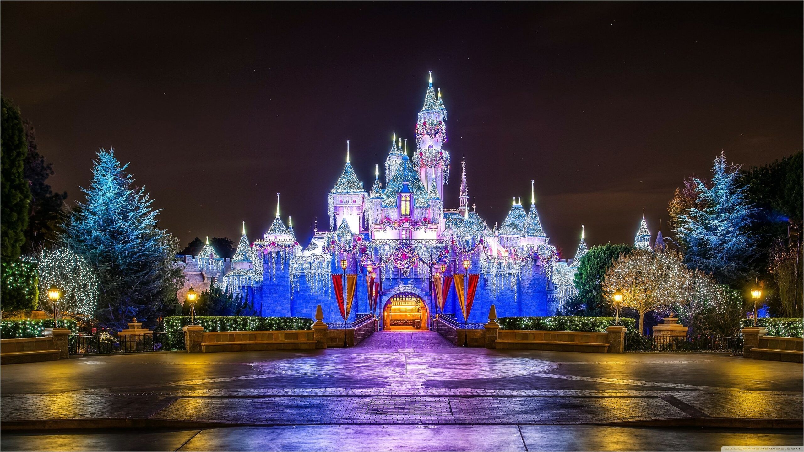 2560x1450 Disney World Christmas 4k Wallpaper. Disney world christmas, Castle christmas, Christmas wallpaper, Desktop