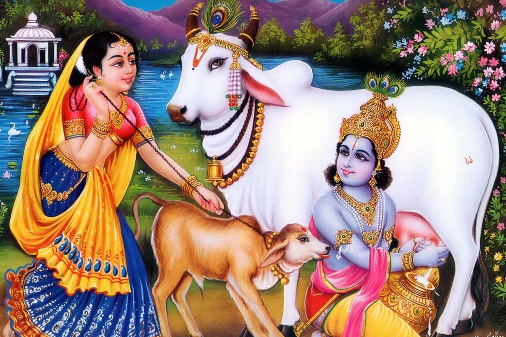 1920x1280 Happy Janmashtami Krishna And Yashoda Wallpaper, Desktop