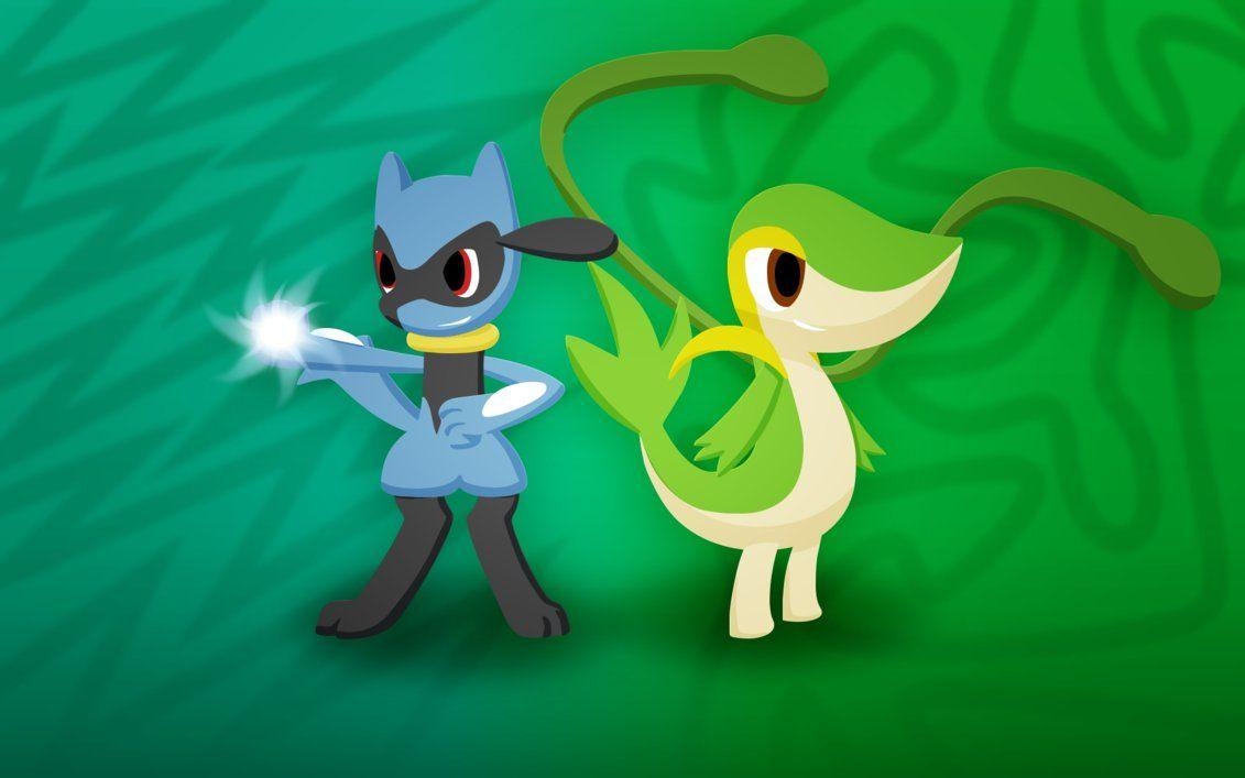 1140x710 Animated Riolu and Snivy wallpaper, Desktop