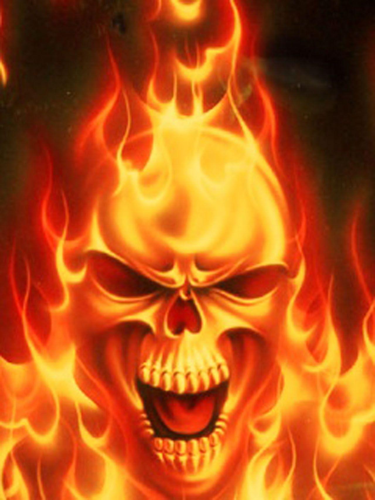 1280x1710 B001 Fire Skull [B001], LED T Shirt.com, Phone