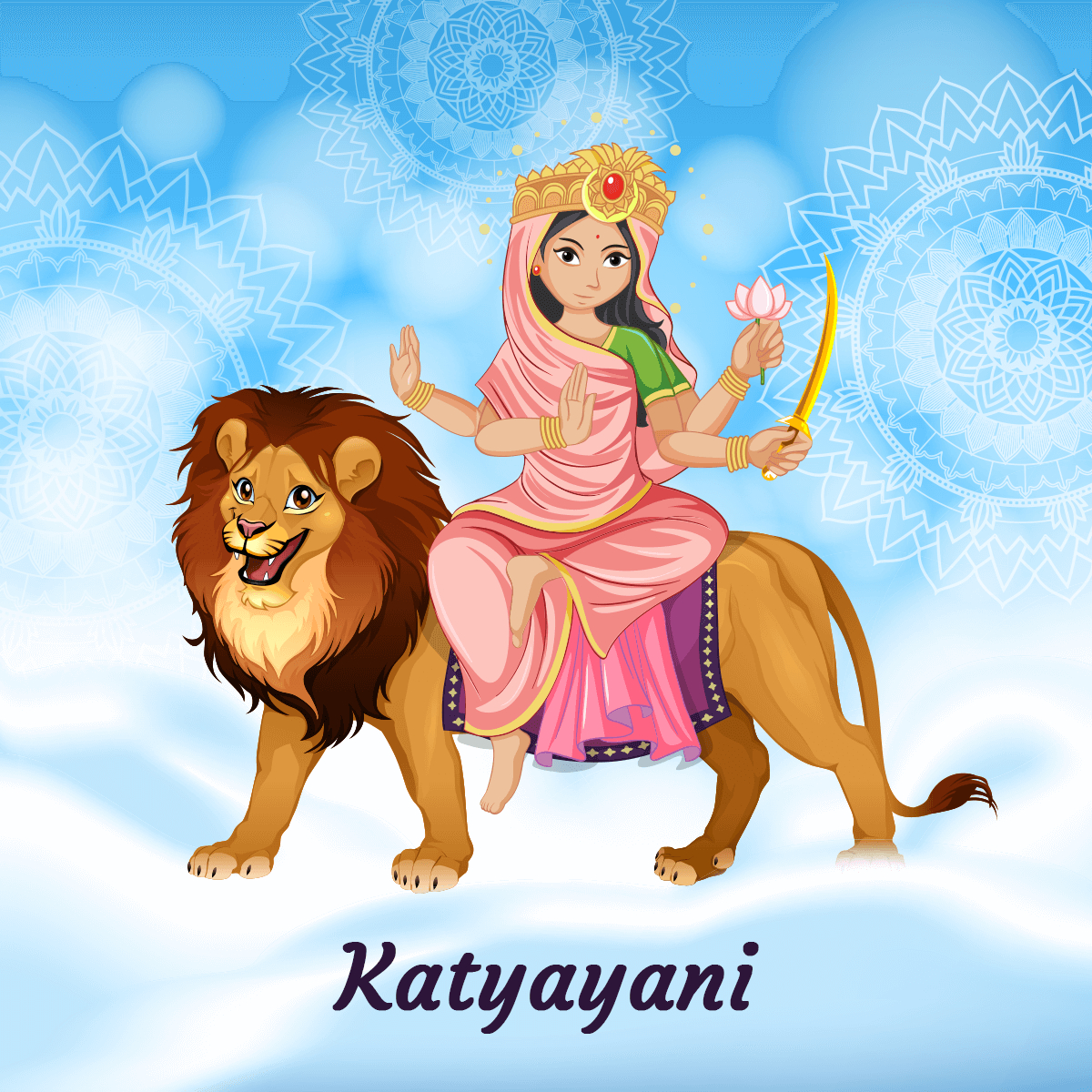 1200x1200 Maa Katyayani Puja. Happy navratri image, Navratri wallpaper, God illustrations, Phone