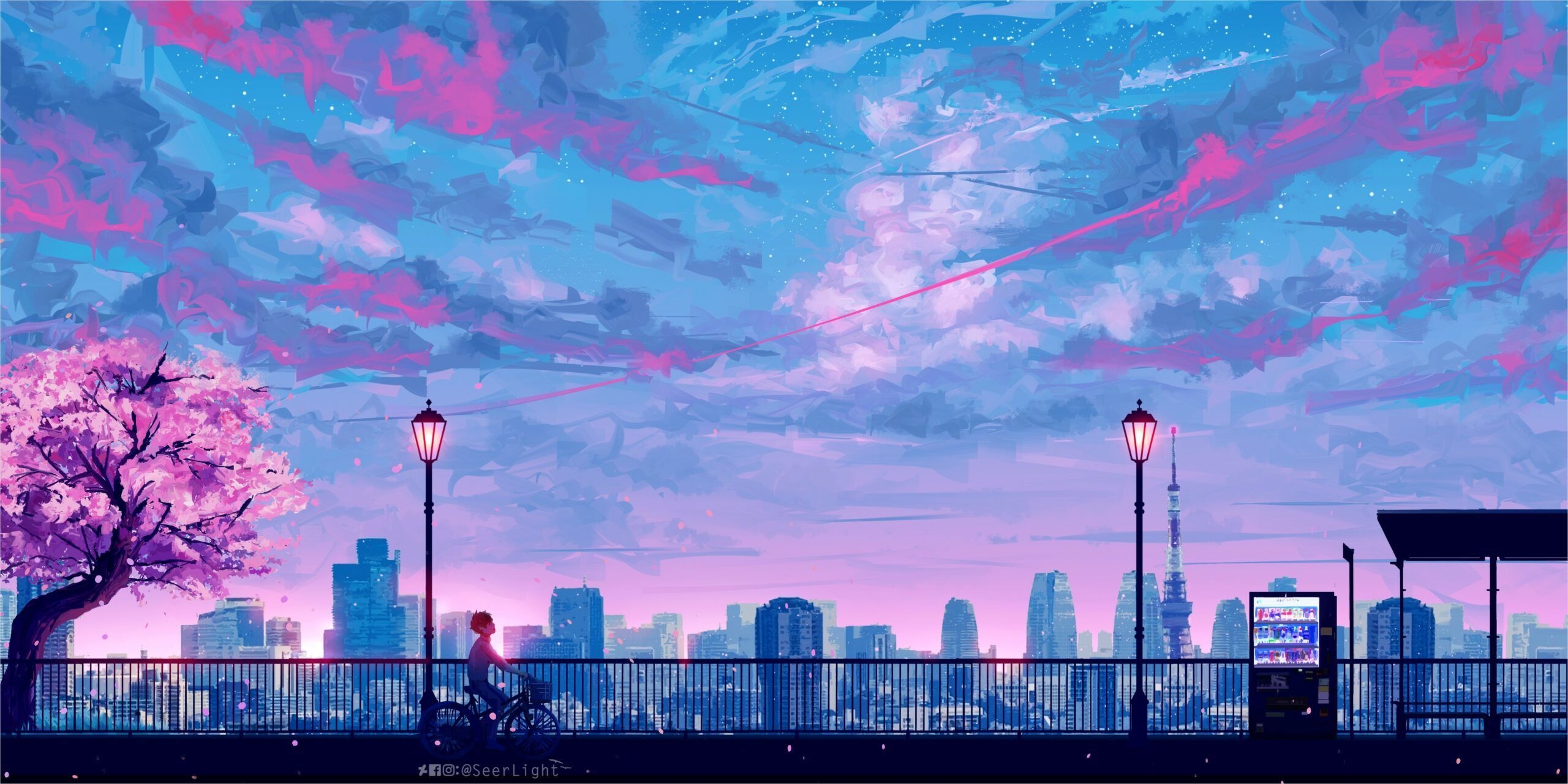 2560x1290 4k Anime Landscape Wallpaper. Aesthetic desktop wallpaper, Scenery wallpaper, Desktop wallpaper art, Desktop