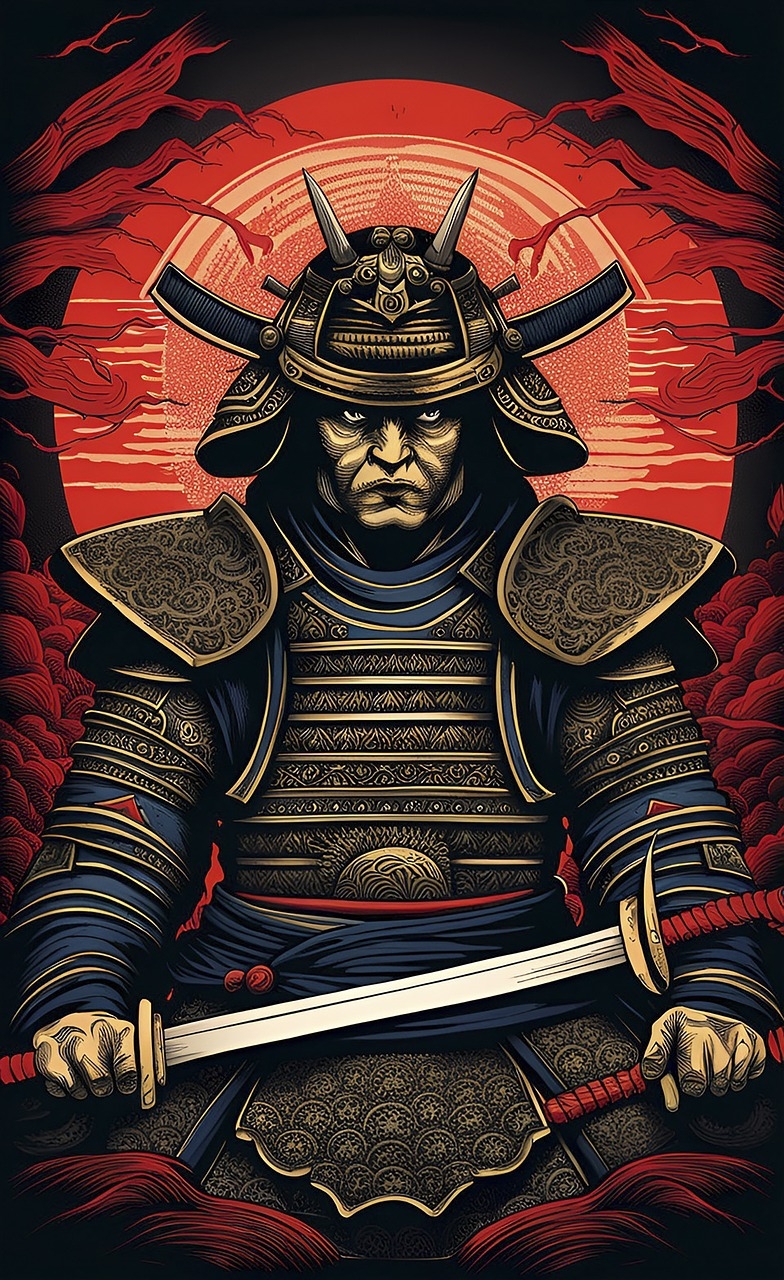 790x1280 Download Samurai Warrior Man Royalty Free Stock Illustration Image, Phone