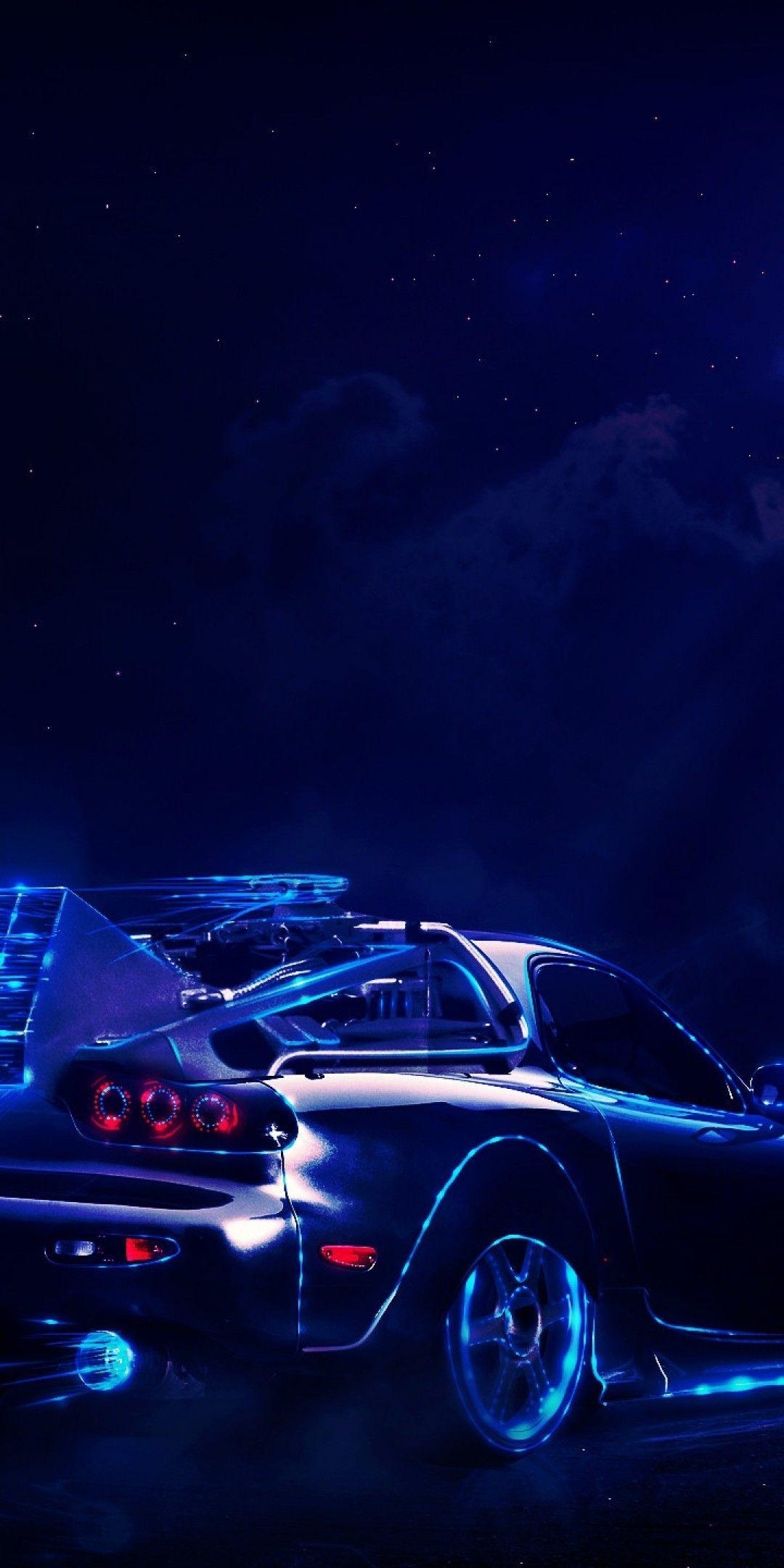 1080x2160 Download  Back To The Future, Mazda Rx Moon, Digital Art, Phone