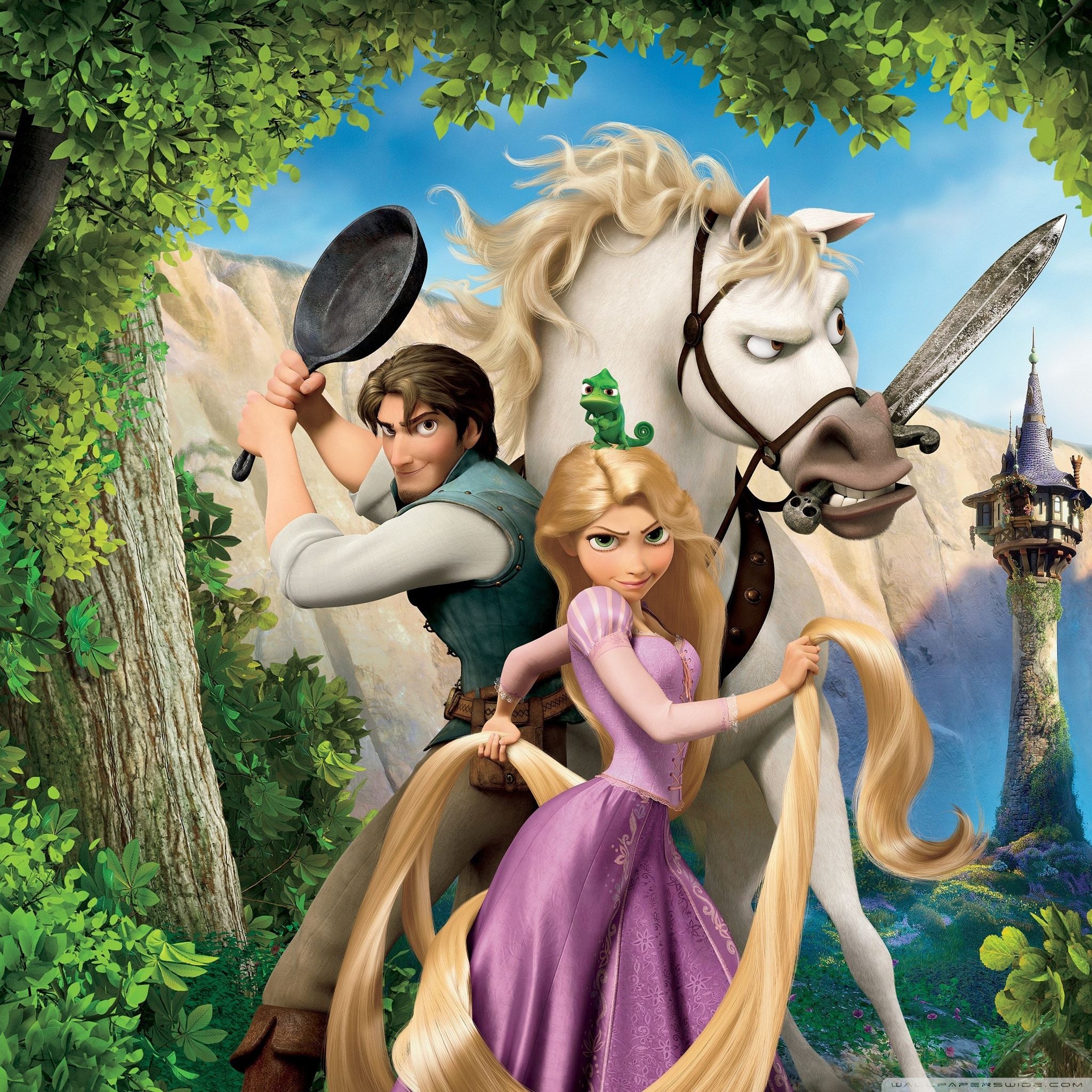 2050x2050 Tangled Rapunzel Flynn And Maximus iPad Air Wallpaper Free Download, Phone