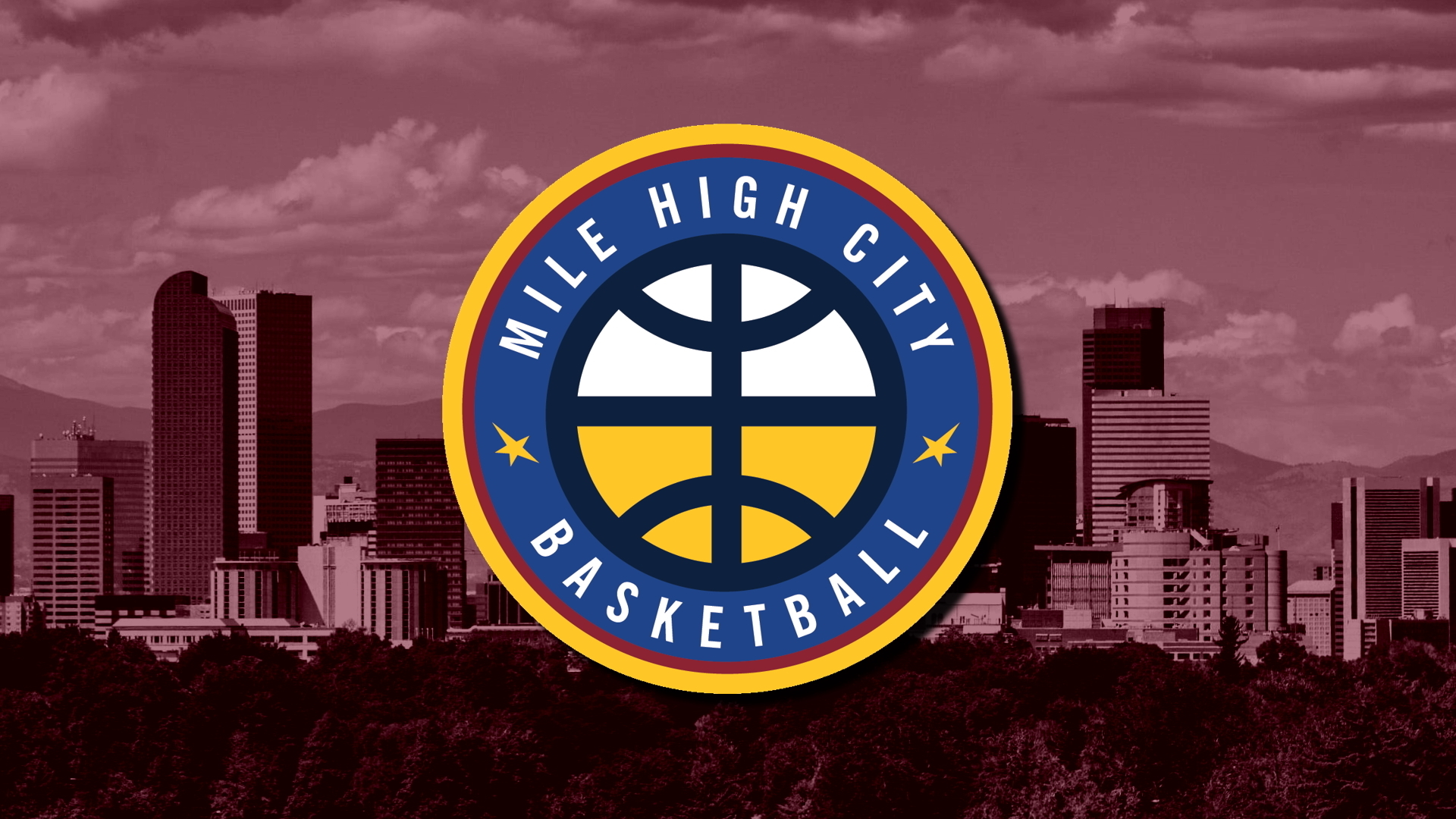 1920x1080 Wallpaper, NBA, Denver Nuggets, skyline, logo, Alternate Logo, Mile High City, basketball, sport, USA, Desktop