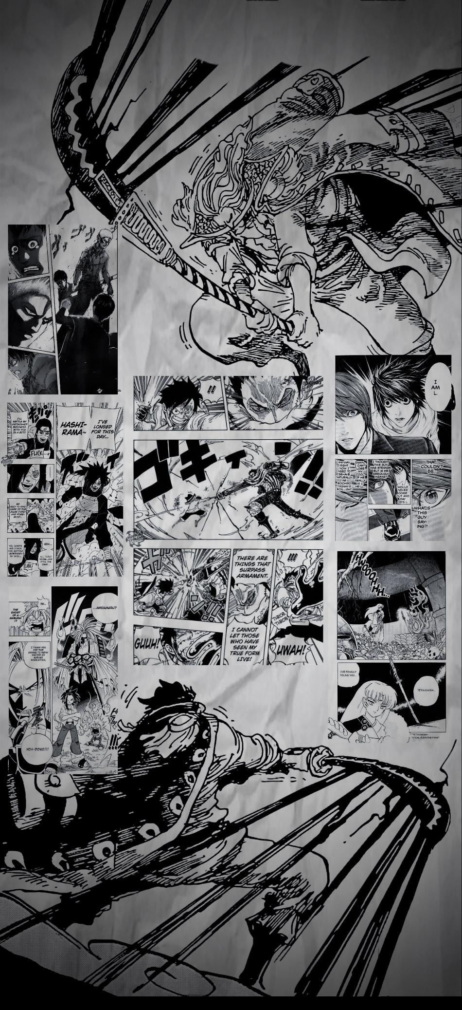 950x2080 Wanted a manga panel phone wallpaper so made one from my favorite scenes with one piece at the base of it. Enjoy!, Phone