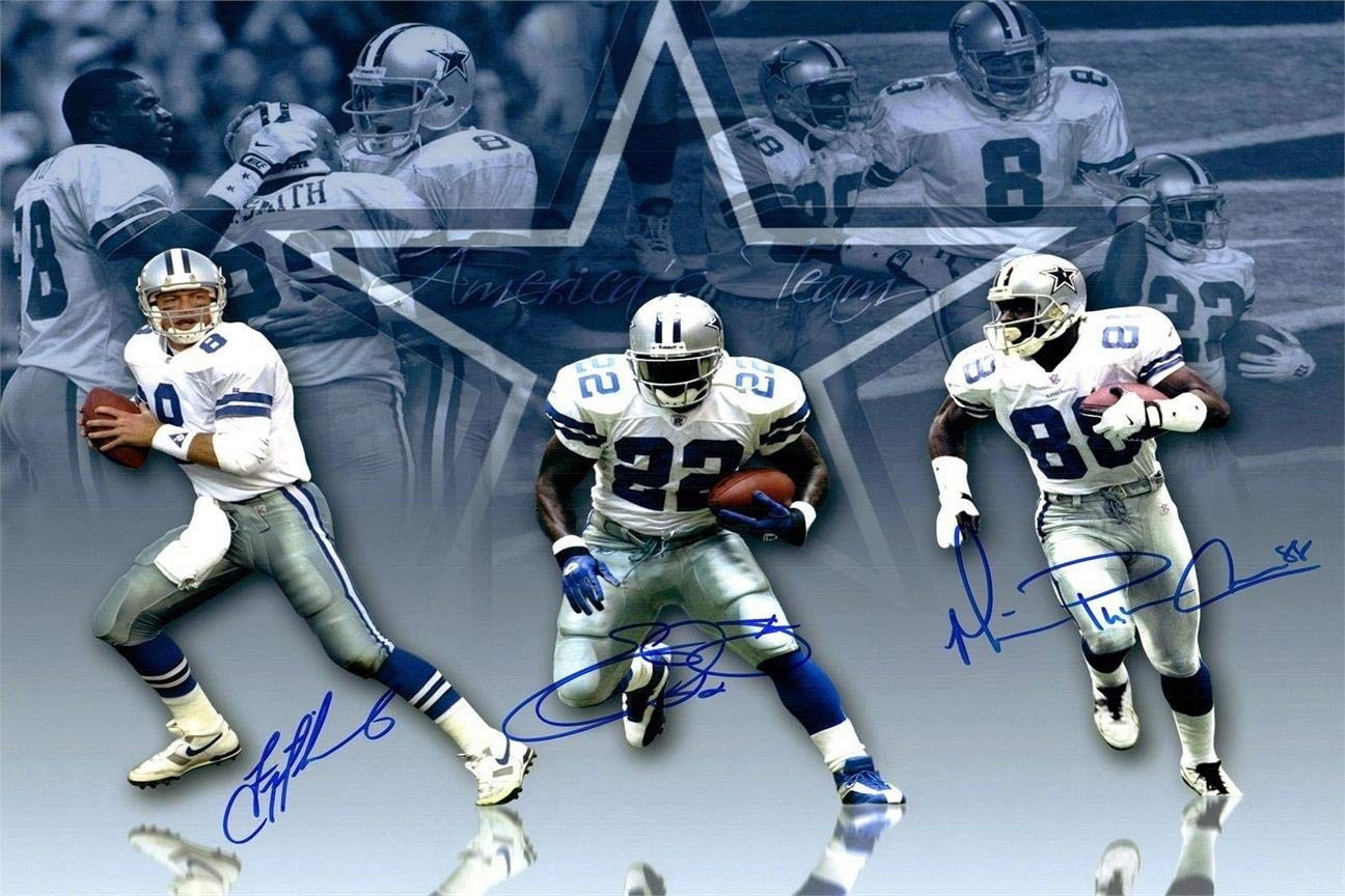 1300x870 Troy Aikman, Emmitt Smith, and Michael Irvin Autograph Replica Super Print: Posters & Prints, Desktop