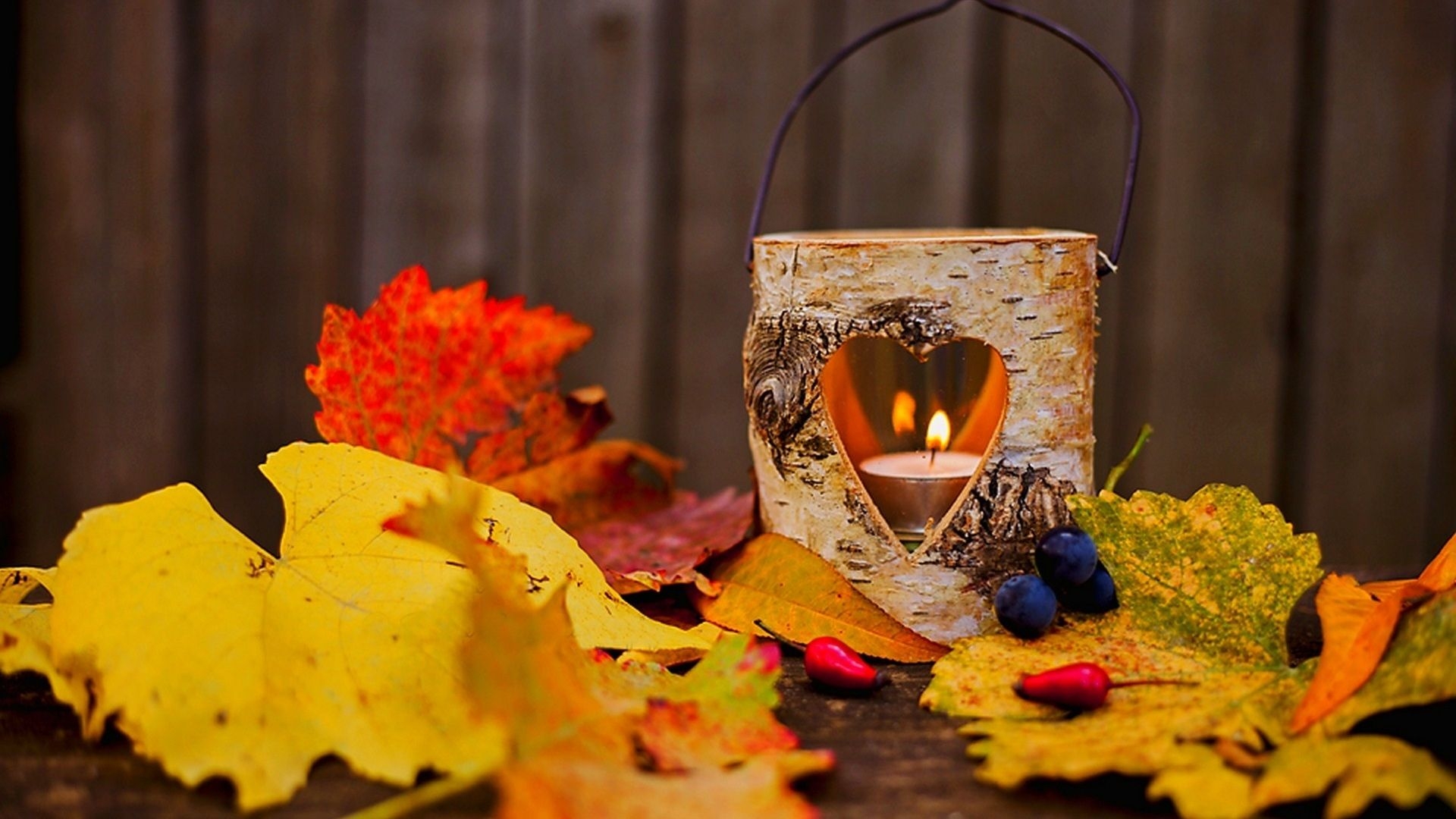 1920x1080 autumn, lamp, flame, love, flame, autumn, candle, lantern, heart, leaves, leaves desktop wallpaper 18896, Desktop