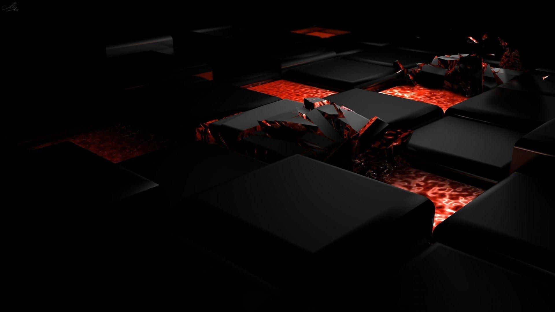 1920x1080 cube fire dark light alloy 3D wallpaper. ololoshenka, Desktop