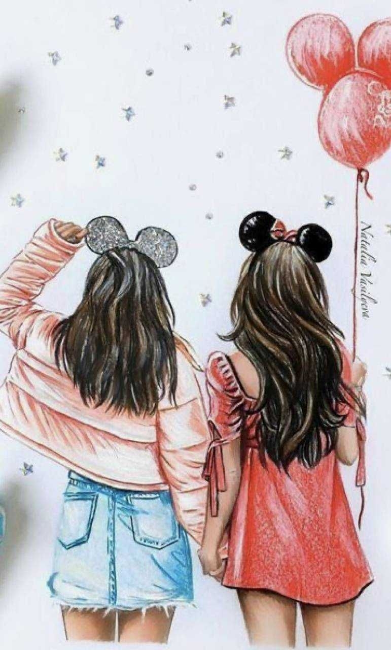 780x1280 Bestie Wallpaper Discover more background, cute, desktop, iphone, love wallpaper.. Best friends cartoon, Best friend drawings, Best friend picture, Phone